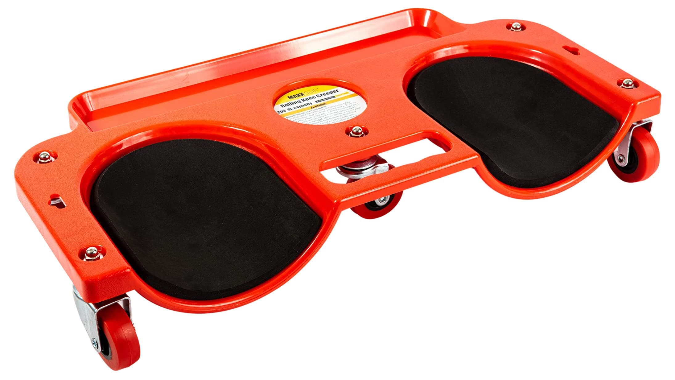 MaxWorks MaxxHaul 80748 Rolling Knee Creeper/Pads ABS High-Impact Frame, 5 Swivel Castors, Tool Tray Holder, multi-color, Small