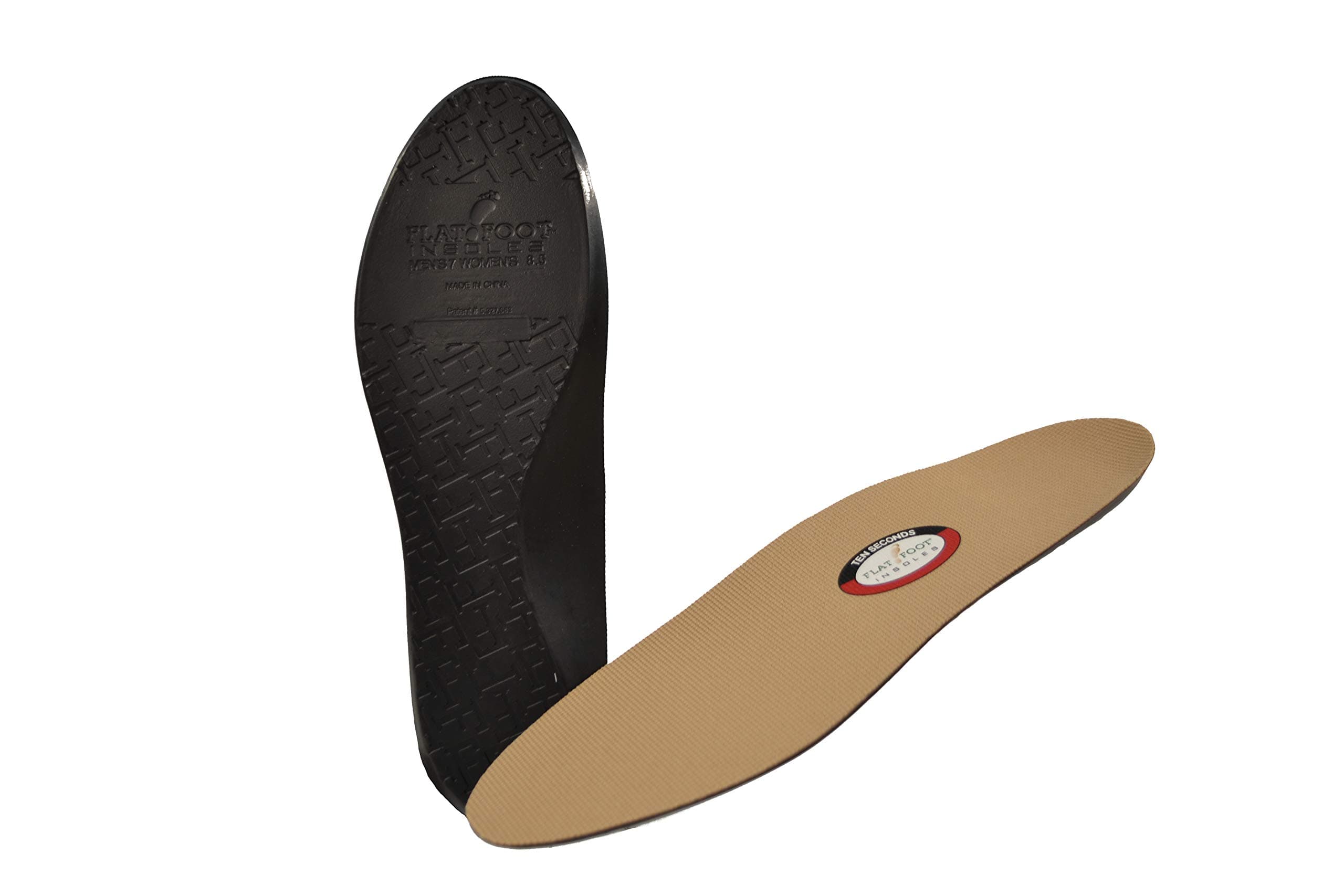 10 Seconds Classics Flat Foot Low Profile Insoles 1 Pair, Size: Men's 5 / Women's 6.5