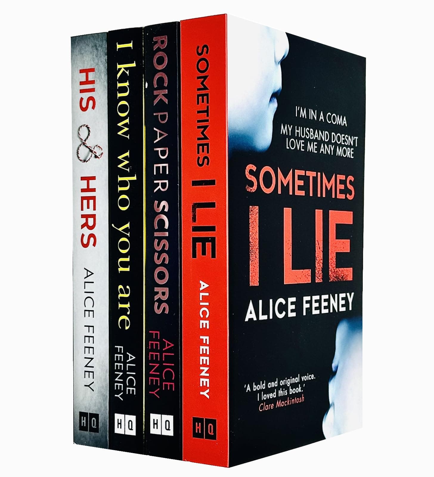 Alice Feeney Collection 4 Books Set (Rock Paper Scissors, Sometimes I Lie, His And Hers, I Know Who You Are)