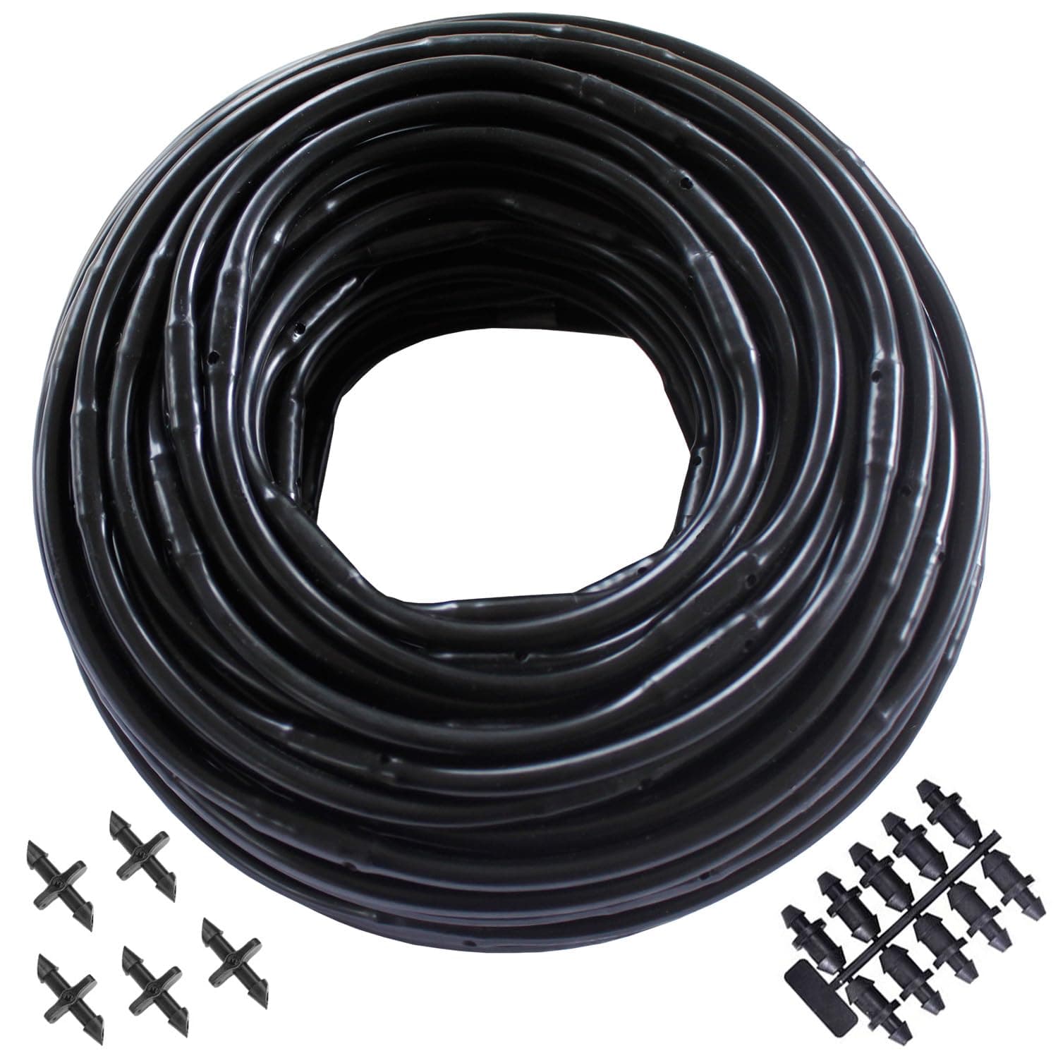 1/4" Irrigation Dripline Tubing (100 Ft Roll) - 6" Emitter Spacing - 1/4" Drip Irrigation Fittings Included