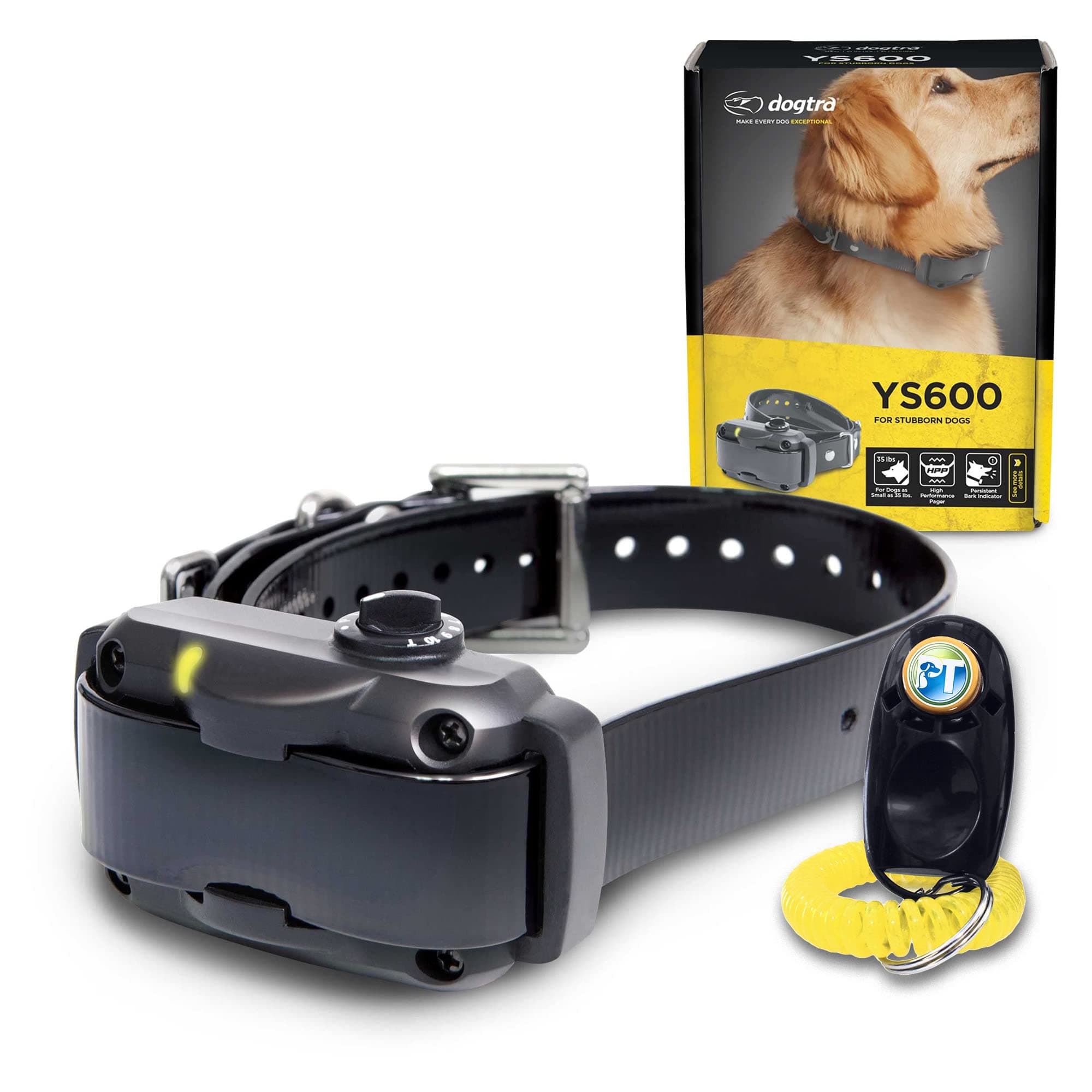 YS600 Anti Bark Collar for Medium to Large Dogs, Adjustable 10 Intensity Levels, Vibration Warning, Low/High Stimulation, Waterproof, 2-Hour Quick Charge Rechargeable Battery, w/PetsTEK Clicker
