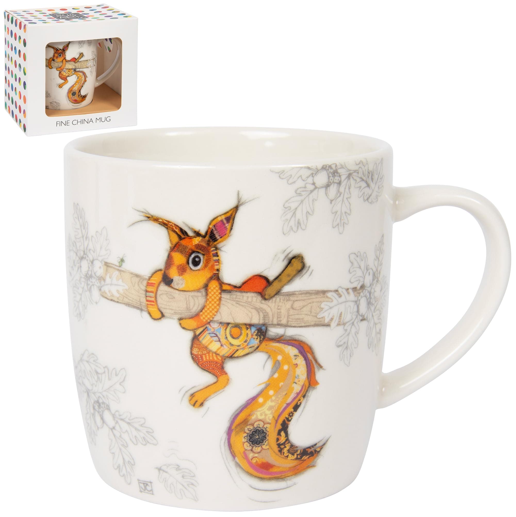 Lesser & Pavey British Designed Barrel Coffee Mug | Ceramic Mugs for Home or Work | Large Mugs for Hot Drinks | Sammy Squirrel Tea and Coffee Cups - Bug Art