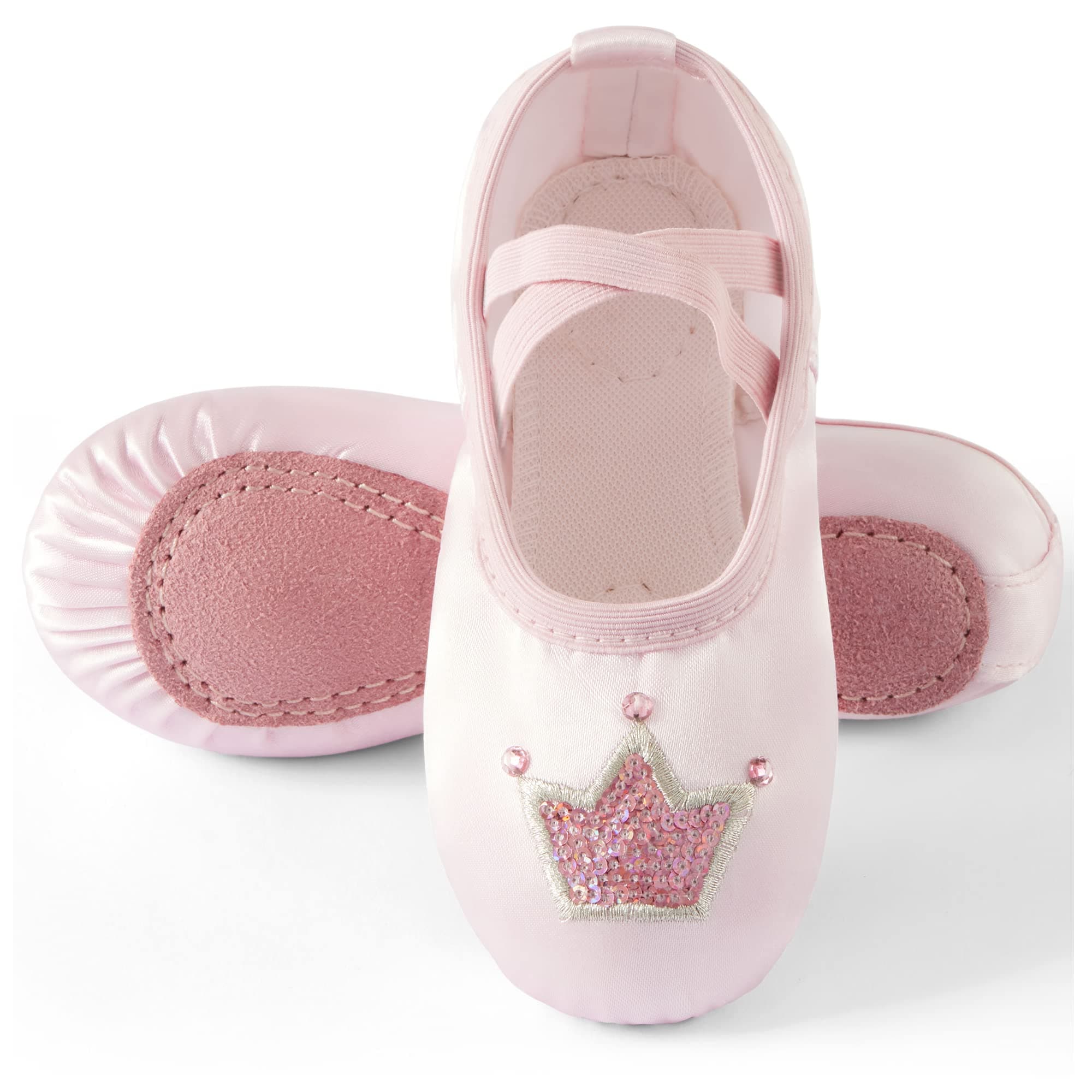 TRIPLE DEERBallet Shoes for Girls, Satin Dance Practice Slippers Split Soft Leather Flat Sole Yoga Gymnastics Shoes (Toddler/Little/Big Kid)