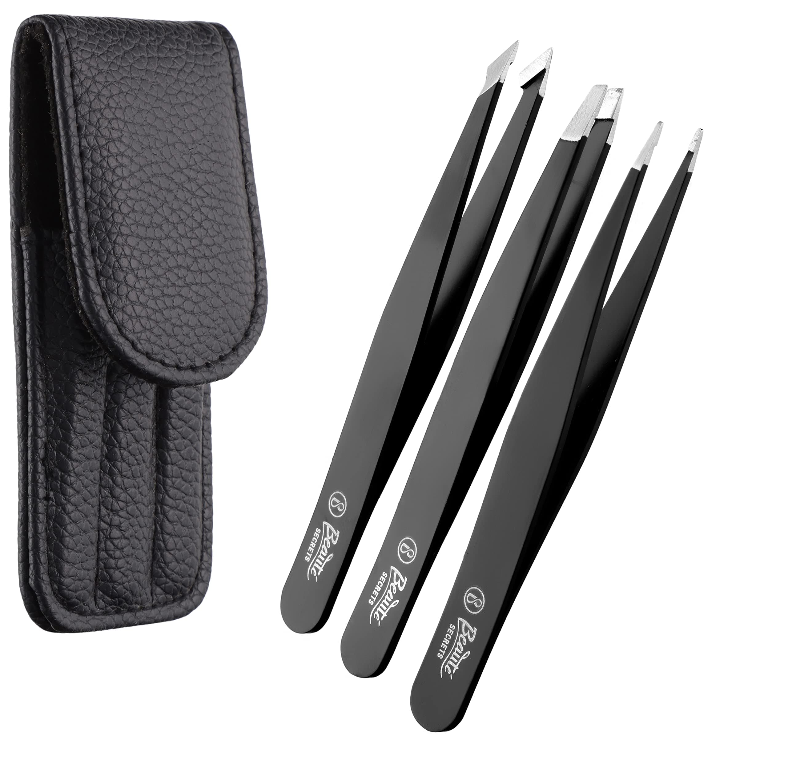 BeautΓ© Secrets Tweezers Set - Tweezers for Eyebrows - Great Precision Plucker for Facial Hair, Splinter and Ingrown Hair Removal, Hair Threading
