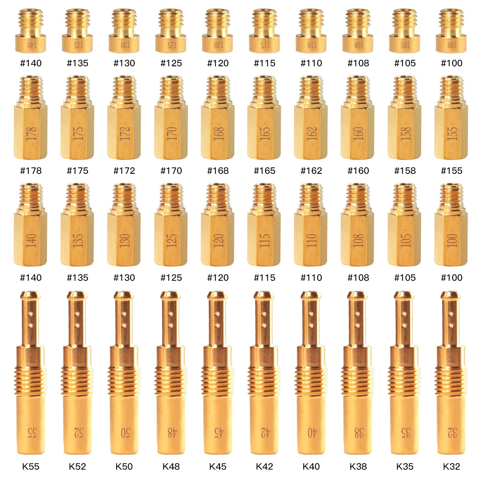 40PCS Carburetor Main Jet Slow Pilot Jet Kit for PWK Keihin OKO CVK Crab,Replace #SCL-2018090002-ZH-T-01/02 SCL-2018090001/03-ZH-T-01