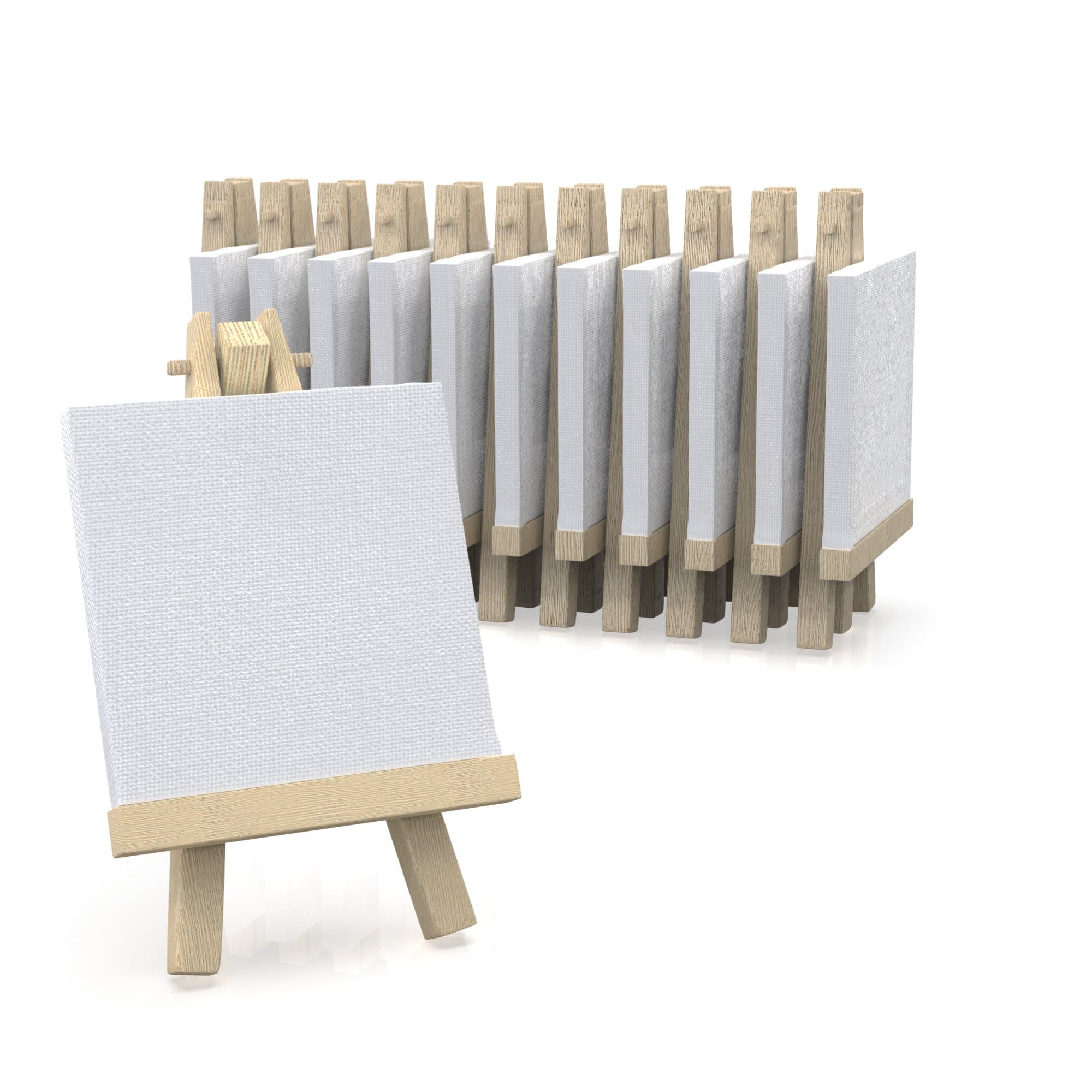 Academy Art Supply Mini Canvases with Easels, Pack of 12 3 x 3 Inches, 100% Cotton, 8 oz Gesso-Primed Stretched Canvas & Solid Pine Wood Easels, Art Supplies for Acrylic Pouring and Oil Painting