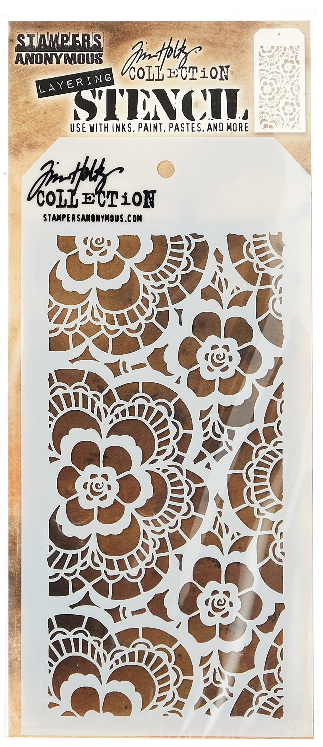 Stampers Anonymous Tim Holtz Layered Lace Stencil, 4.125" x 8.5"