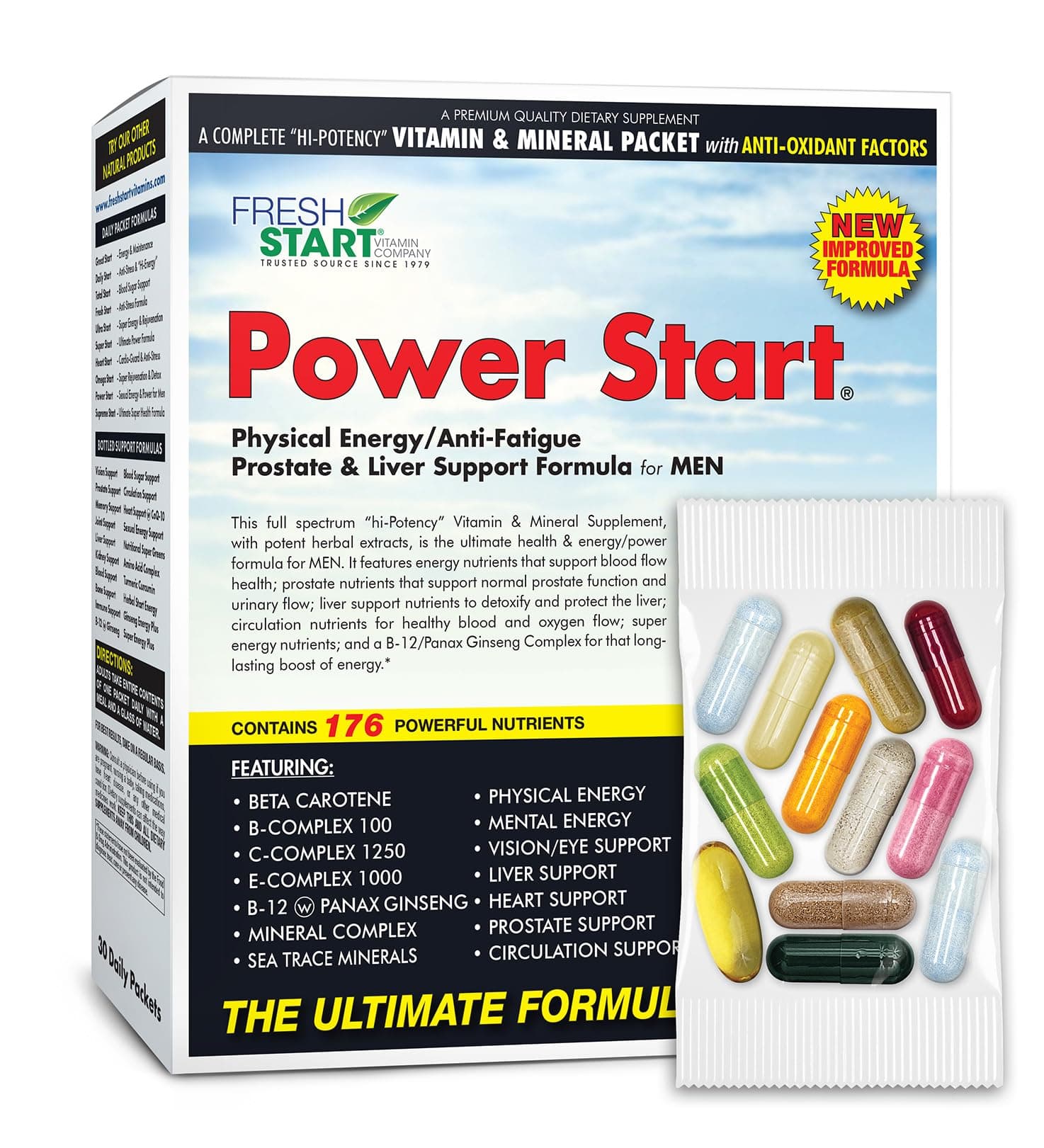Power Start All-in-One Daily Multivitamin Pack | Men’s Performance & Vitality | Tongkat Ali, Maca Root, L-Arginine & Saw Palmetto | 30-Day Supply