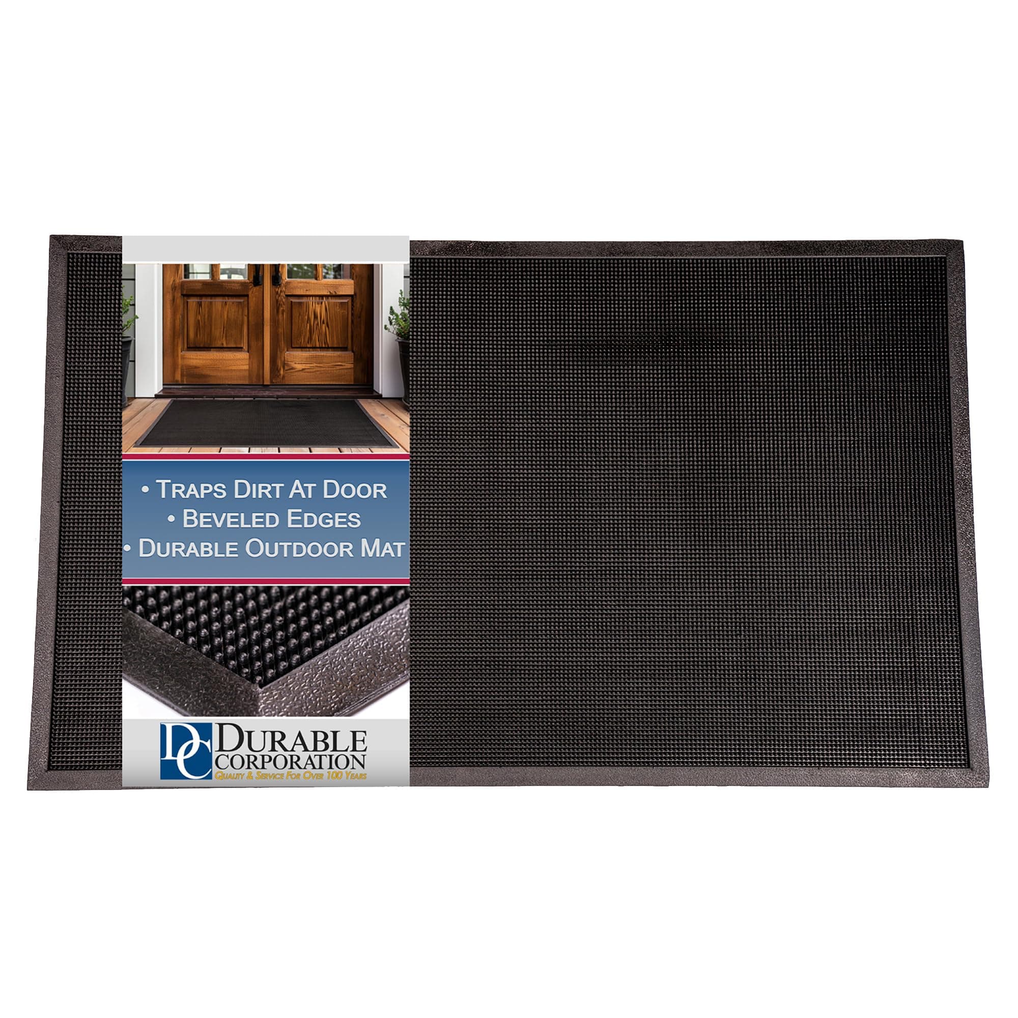 396S3672 Heavy Duty Rubber Fingertip Outdoor Entrance Mat, 36" x 72", Black