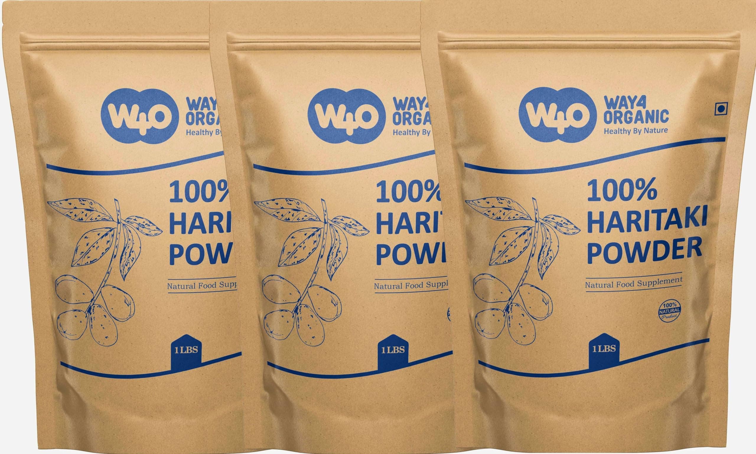 Haritaki Powder 48 Ounces (3 Pounds), Pack of 3, Terminalia Chebula (Kadukkai), Best Detoxification - Way4Organic