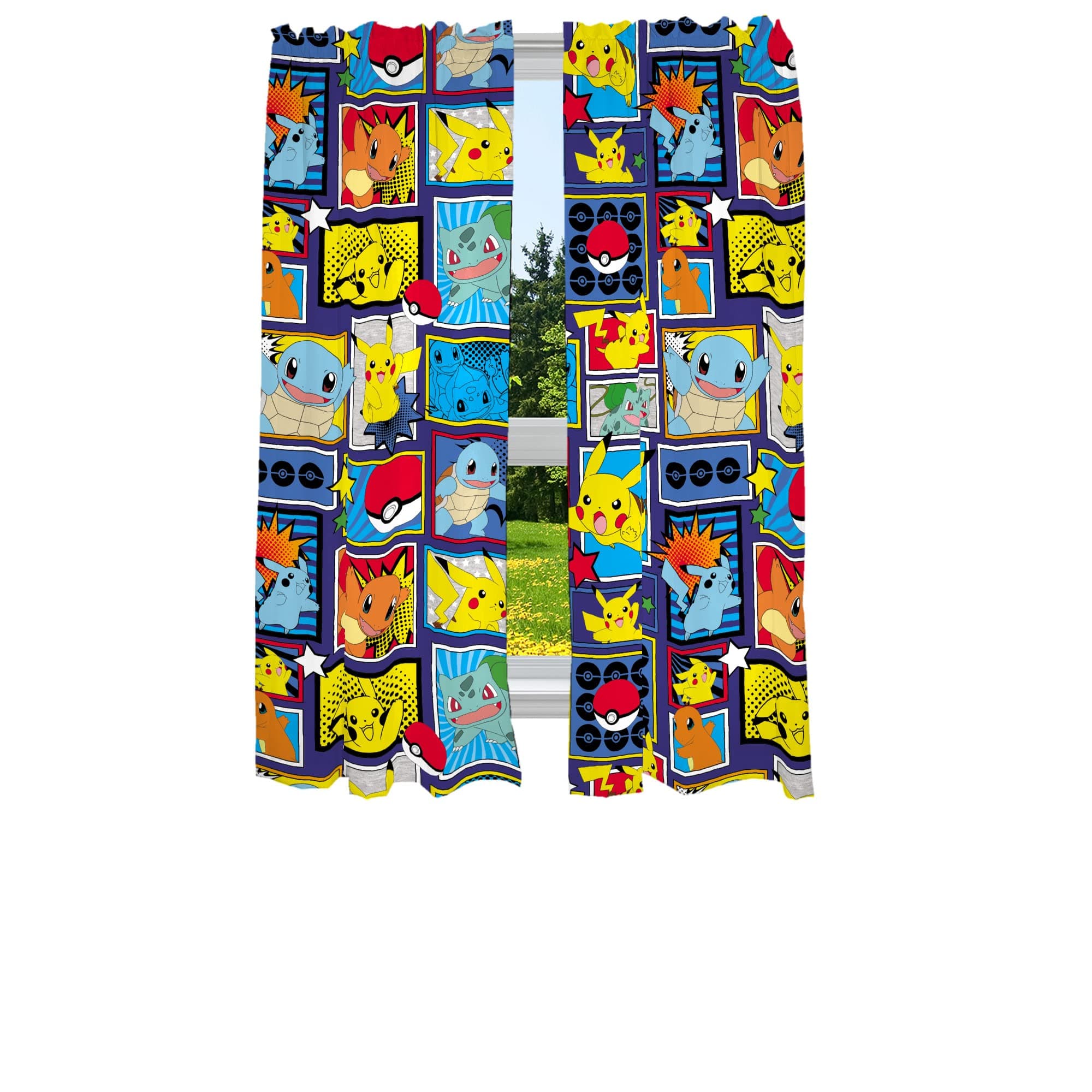 Pokémon Kids Room Window Curtains Drapes Set, 82 x 63 in, (Officially Licensed Product) by Franco