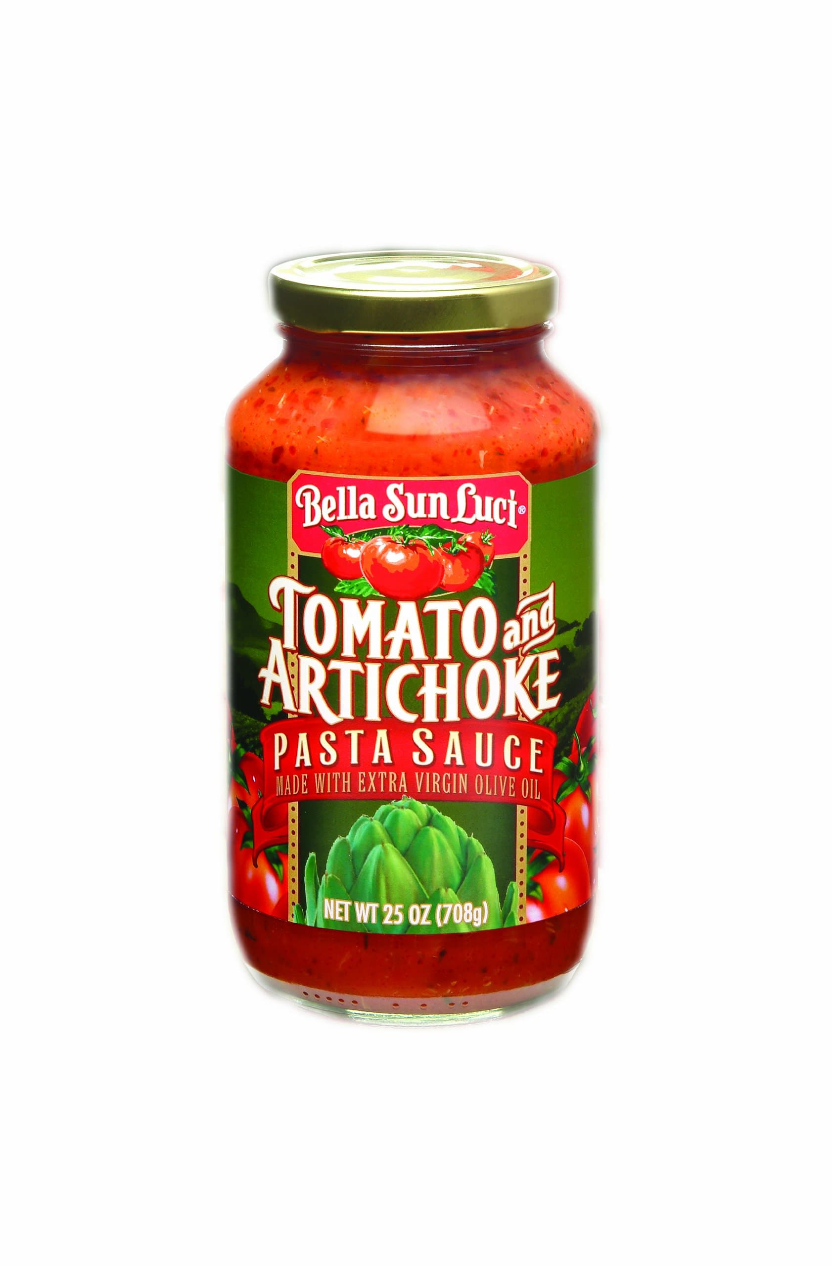 Tomato & Artichoke Pasta Sauce, 25 Oz Glass Jar, Authentic Italian Mediterranean Tomato Artichoke Marinara with Extra Virgin Olive Oil, Vegan, Gluten‑Free, Kosher, Premium Pasta Sauce