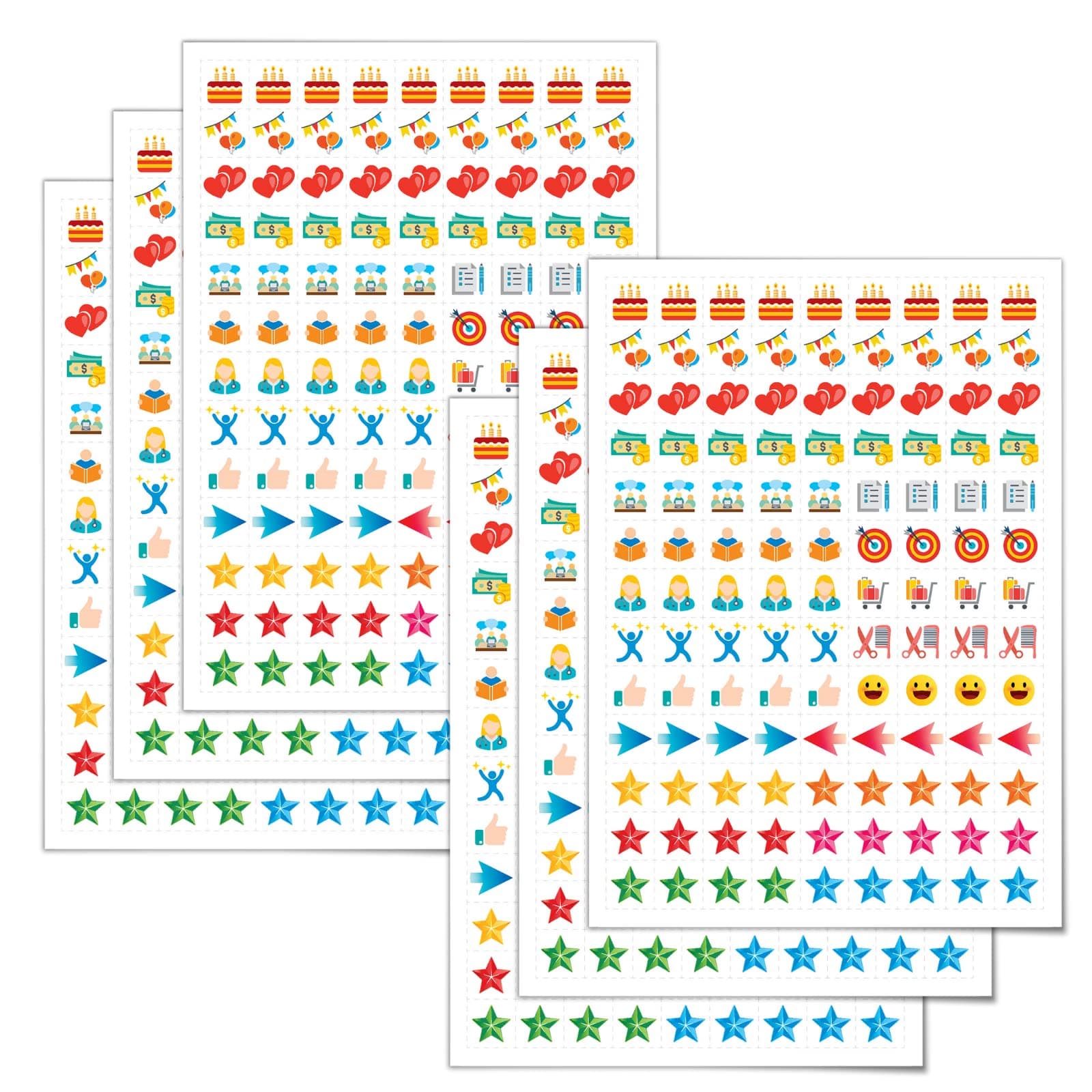 Calendar Stickers for Planners - 702 Square Stickers, Includes Birthday, Stars, Arrows, Payment, Reminders and More - 6 Sheets, 22 Unique Designs for Planners, Agendas, Appointment Book