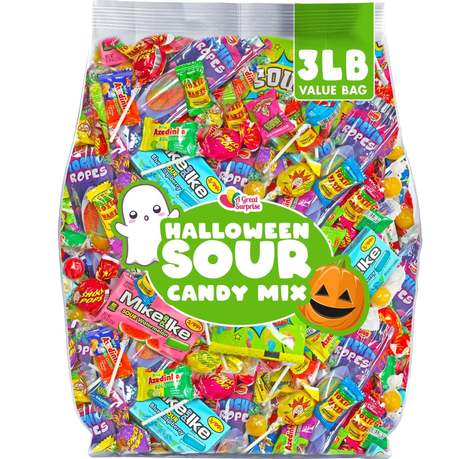 A Great Surprise Sour Candy Variety Pack - 3 Pounds - Sour Candy Bulk - Sour Pinata Candy Mix - Bulk Pinata Candy Assortment - Extreme Sour Candy For Kid