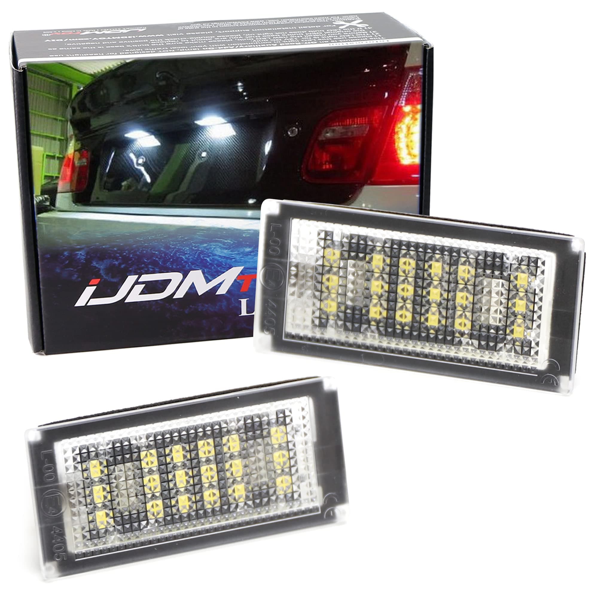 iJDMTOY OEM-Fit 3W Full LED License Plate Light Kit Compatible With 2004-06 BMW E46 325ci 330ci M3 2-Coor Coupe, Powered by 18-SMD Xenon White LED