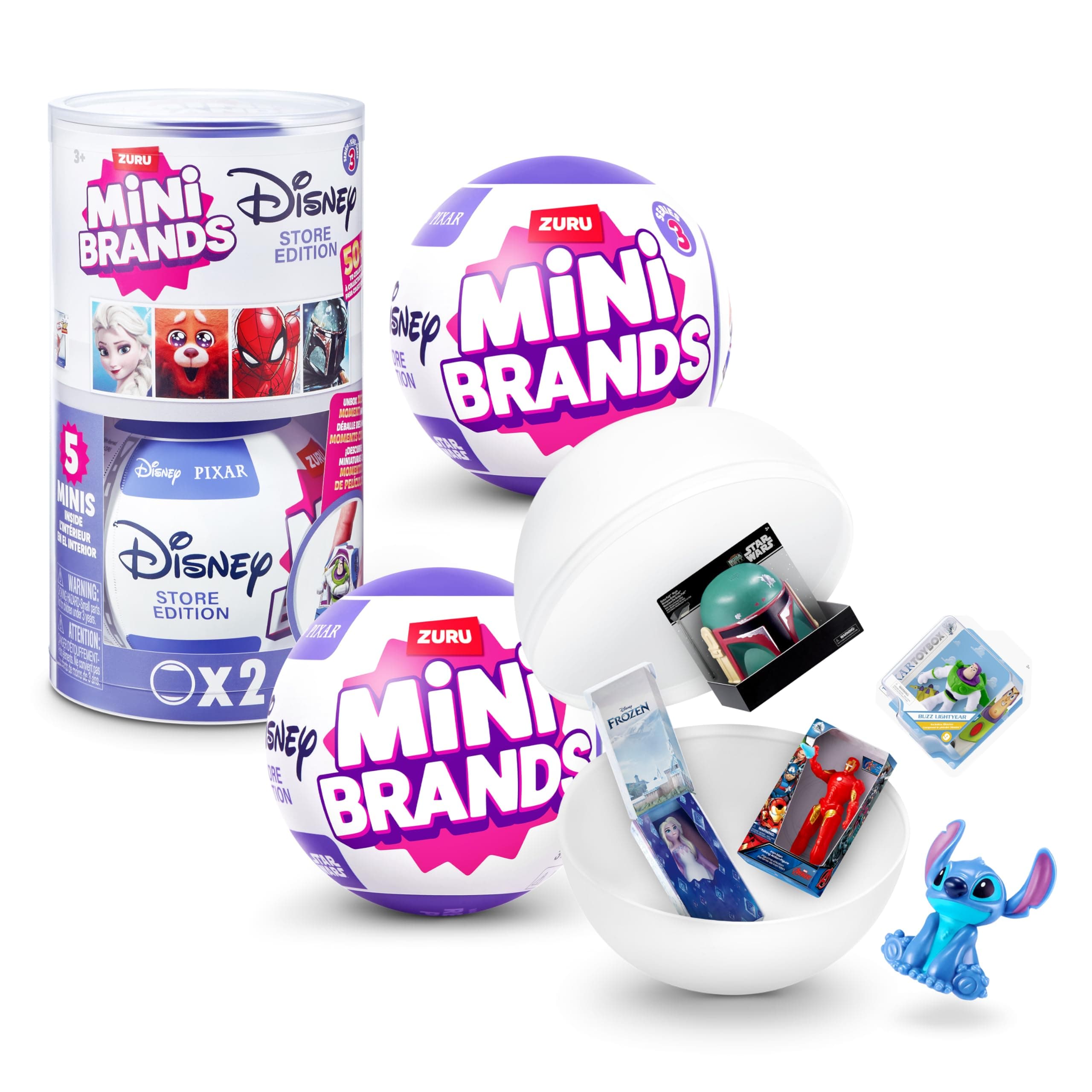 Mini Brands Disney Store Series 3 (2 Pack) by ZURU, Disney themed Surprise Collectible Minis, Blind Packaging, Disney Themed Collectibles