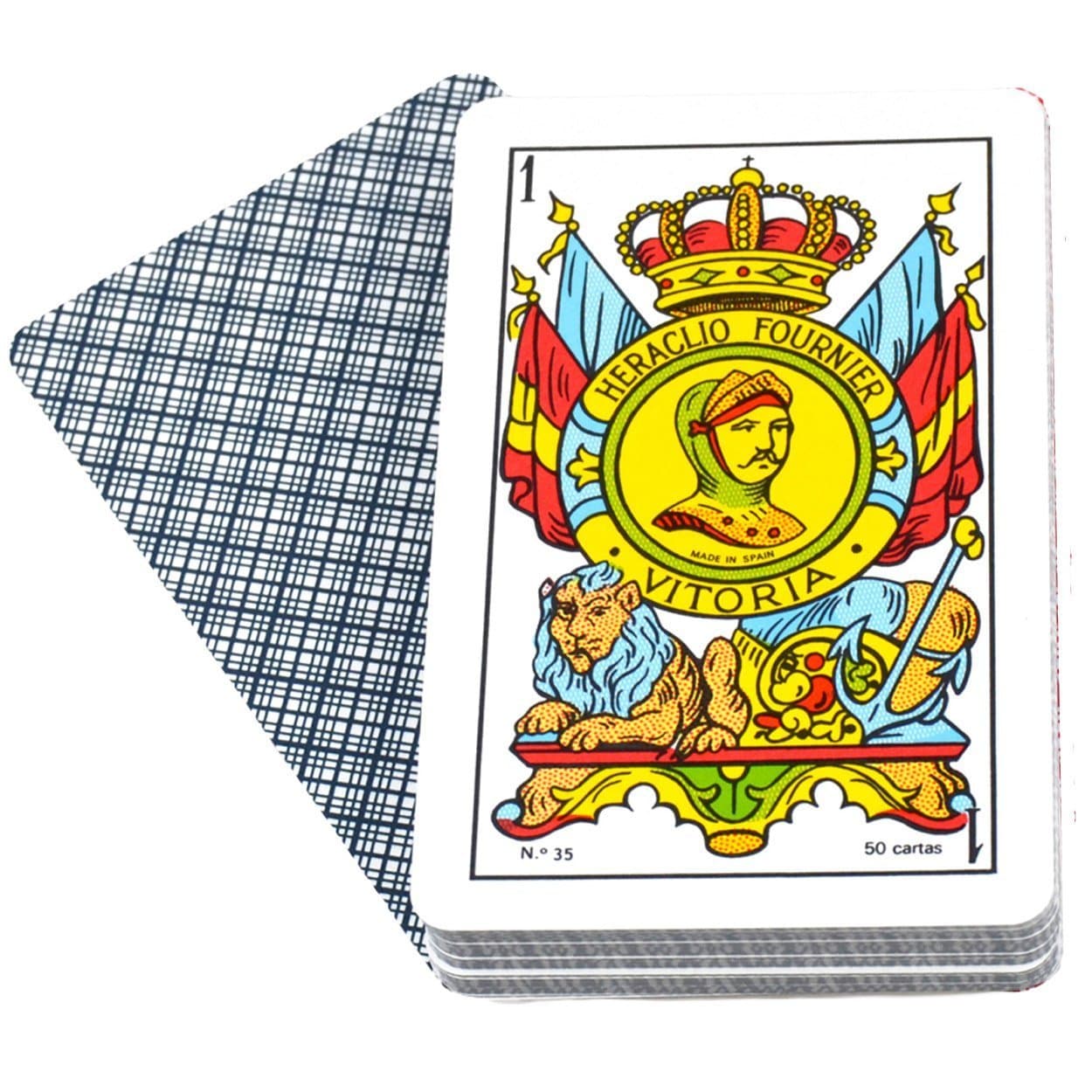 Deck of 50 Fournier Spanish Playing Cards Catalan Face #35 Cello Case - Blue