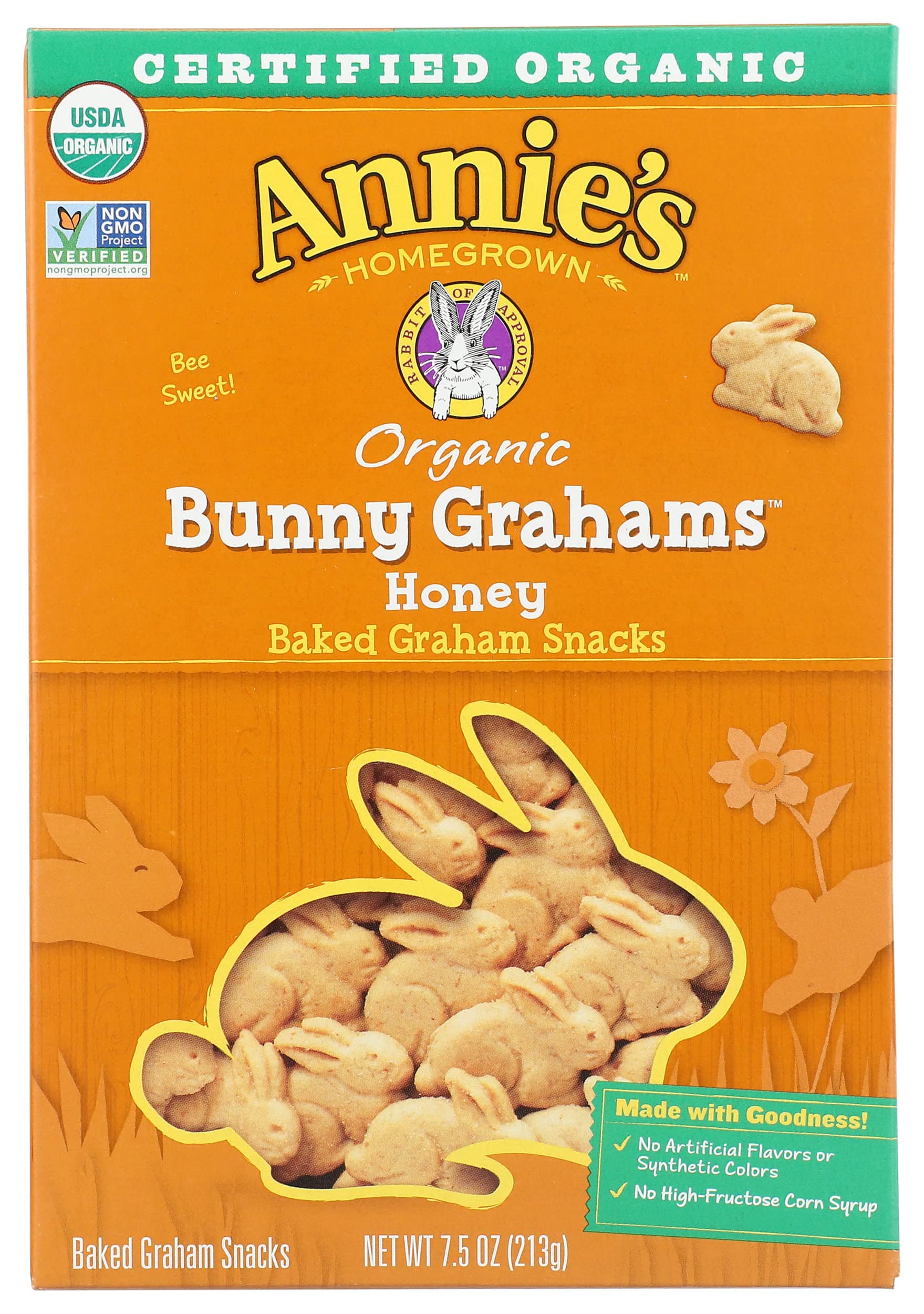 Annie's Homegrown Bunny Grahams, Honey, 7.5-Ounce Boxes (Pack of 3)USDA Organic