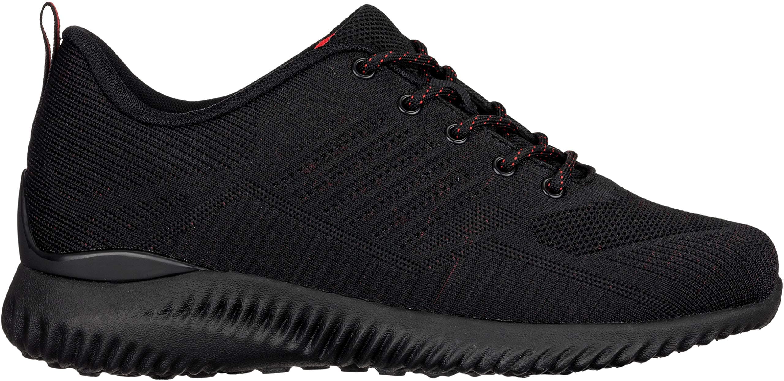 CALTO Men's Invisible Height Increasing Elevator Shoes - Black/Red Ultra Lightweight Sporty Sneakers - 2.6 Inches Taller - Q211 - Size 10 D(M) US