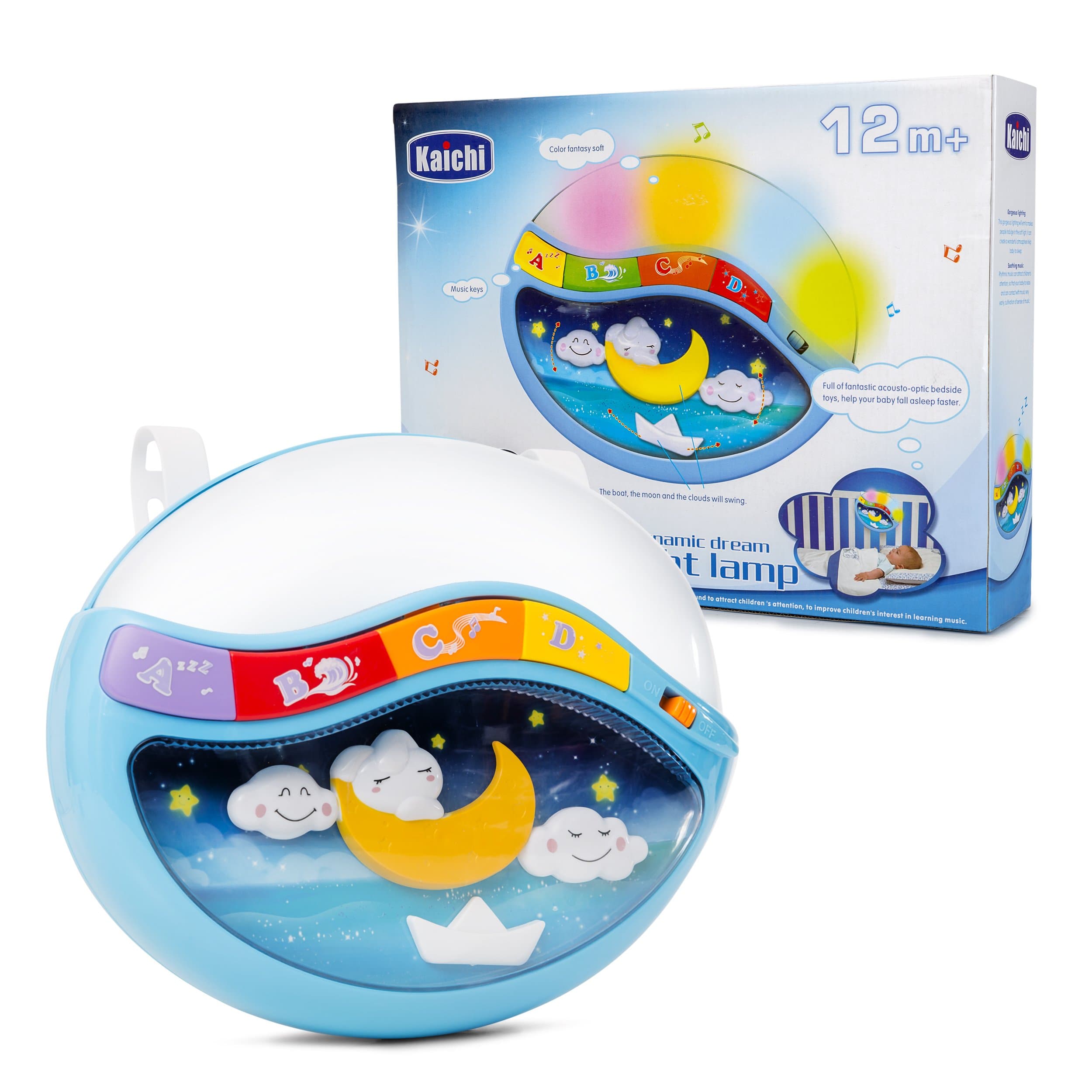 Magic Sleep Through The Night Soother Baby Crib Clip in Night Lamp with Multiple Melodies to Put Your Baby to Sleep, in Blue