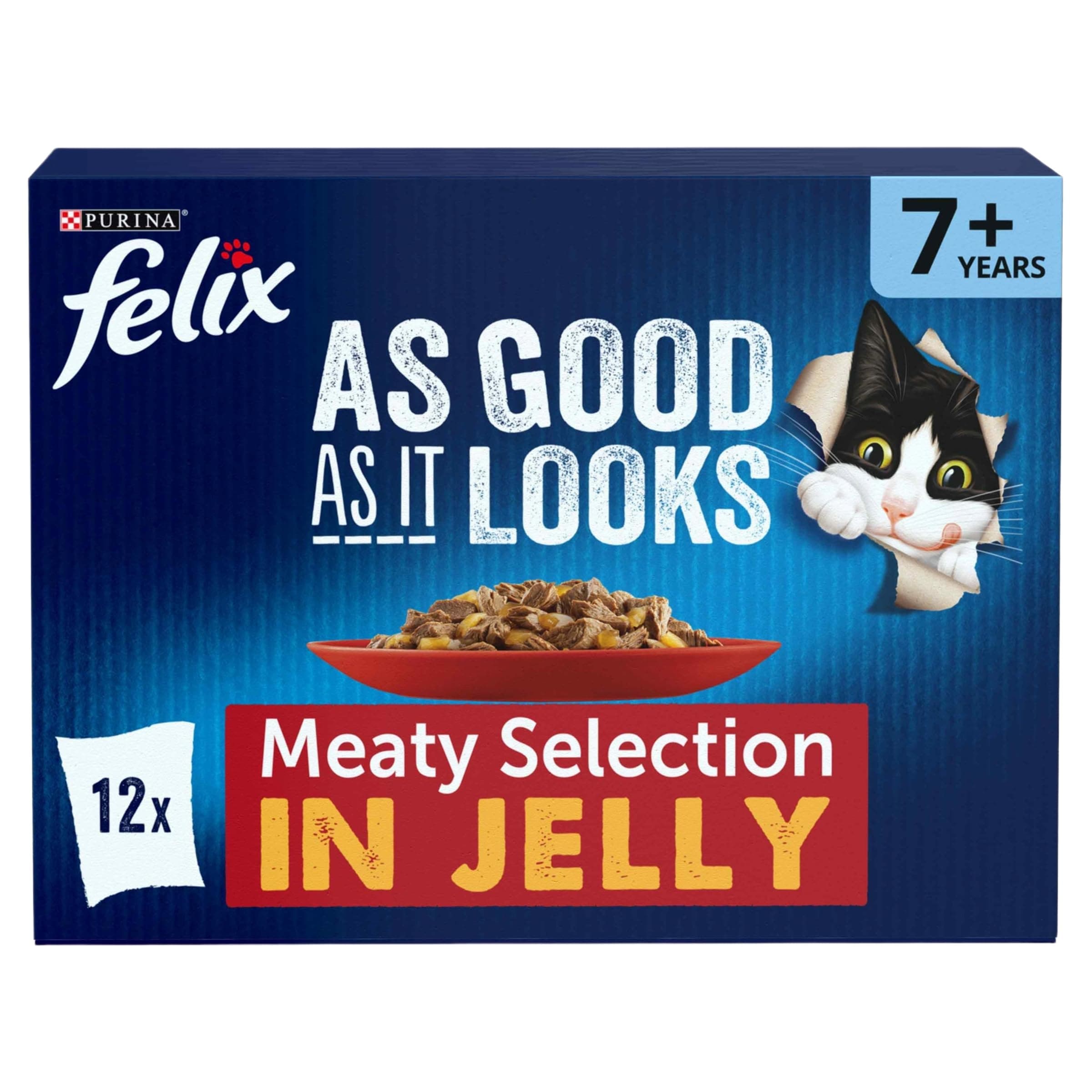 FELIX As Good As it Looks Senior 7+ Meat in Jelly Wet Cat Food 12x85g