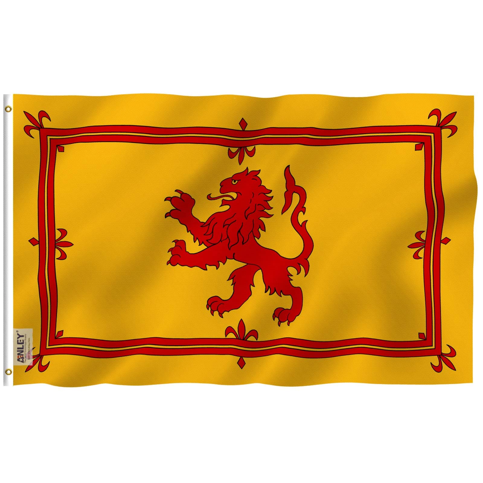 Fly Breeze 3x5 Foot Scotland Rampant Lion Flag - Vivid Color and Fade proof - Canvas Header and Double Stitched - Scottish Rampant Lion Flags Polyester with Brass Grommets 3 X 5 Ft