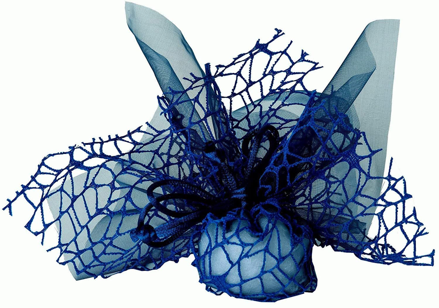 Pack of 10, Party Favours Sacchettino Polycotton Network + Veil Organza + Tape autotirante, Portaconfetti. (ck1768) blue