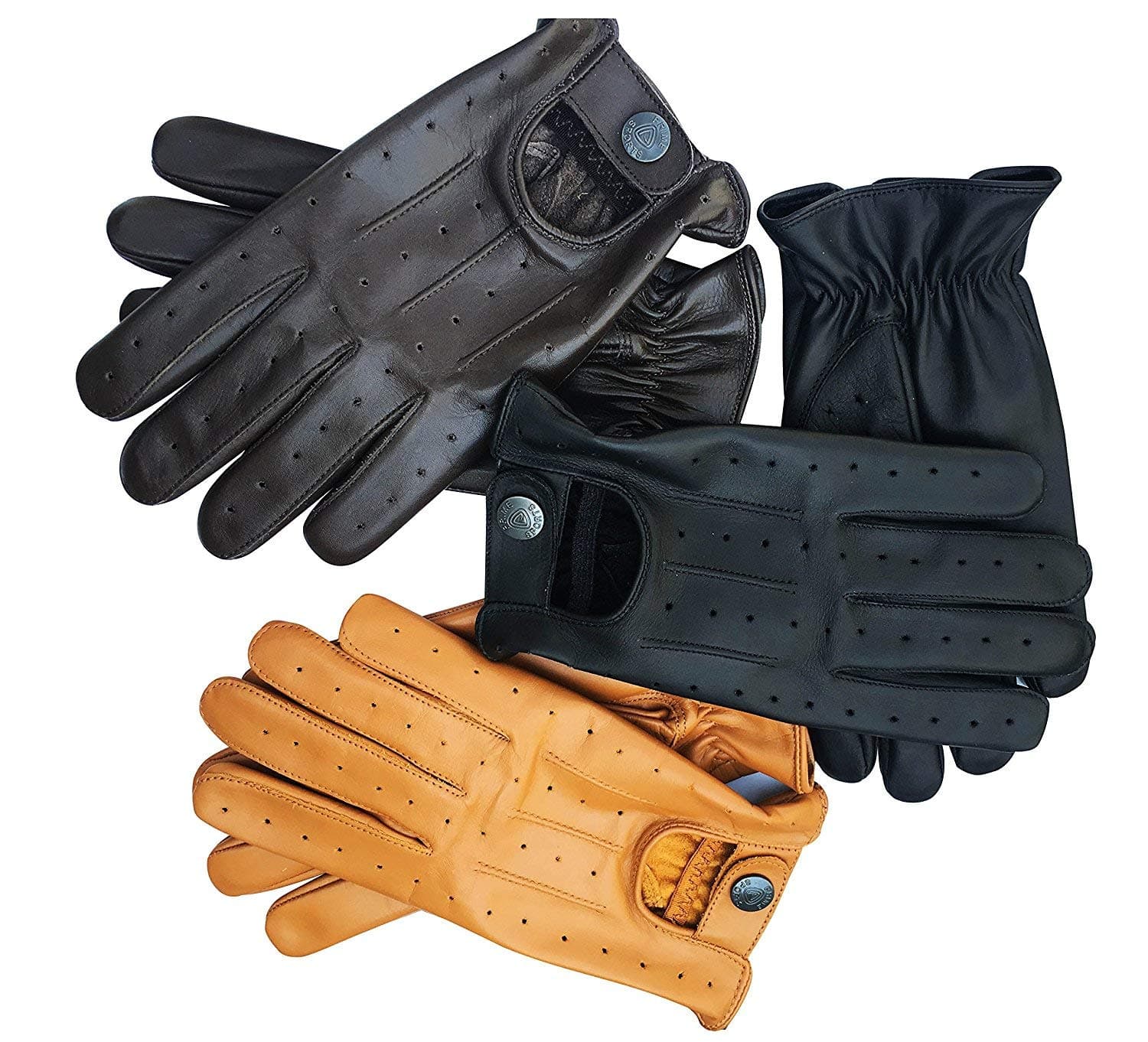 Real Soft Leather Mens Driving Gloves Without Lining (Yellow, Small)