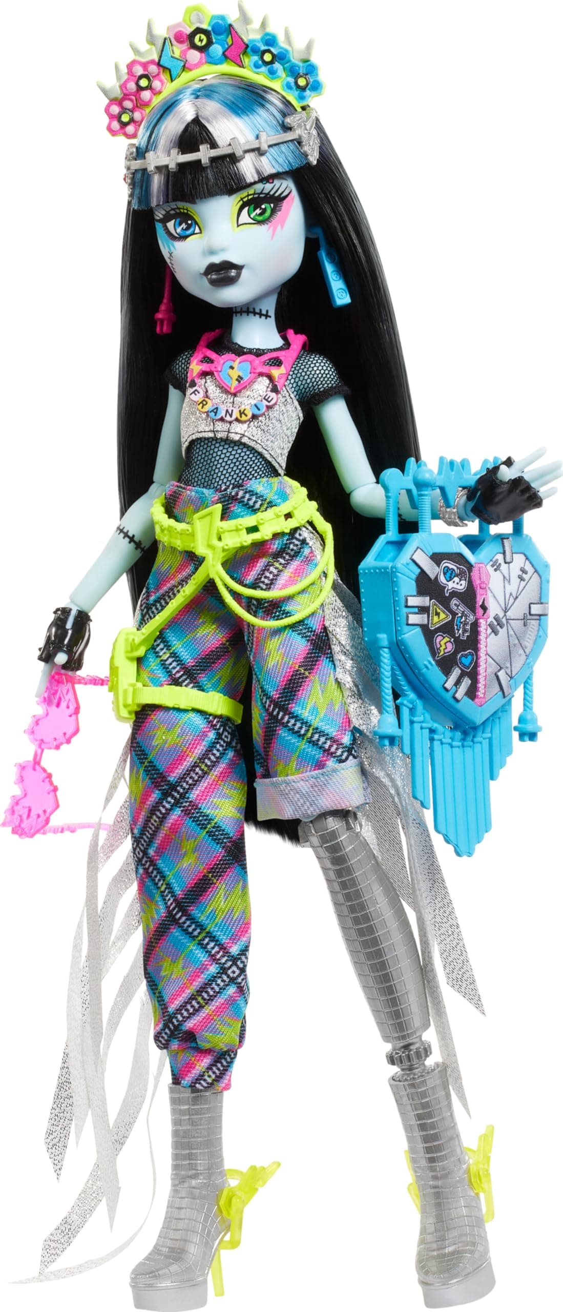 Frankie Stein Doll with Glam Monster Fest Outfit and Festival Themed Accessories Like Snacks, Band Poster, Statement Bag and More