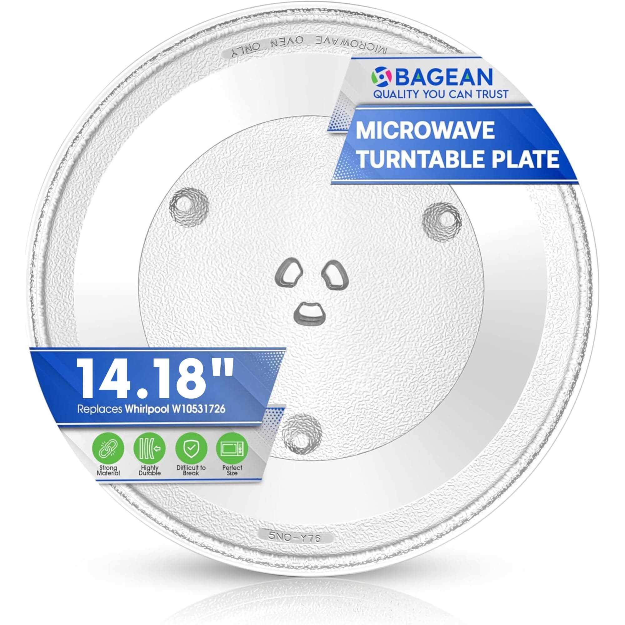Microwave Plate Replacement 14 1/8 inch Fits W10531726 Whirlpool Microwave Glass Plate - Exactly Replaces Rotating Microwave Turntable Plate - Durable Oven Dish Tray For Better Cooking And Reheating