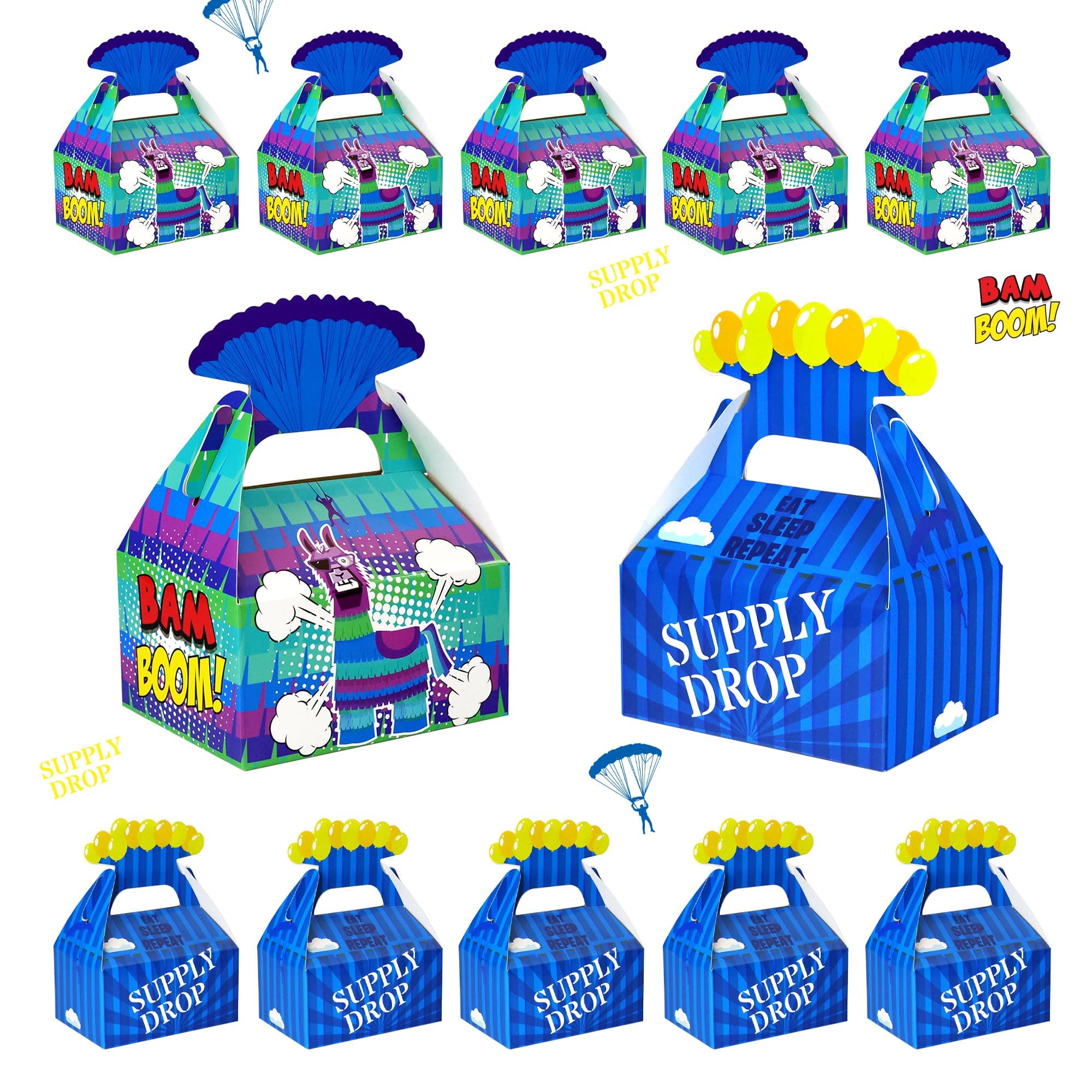16 Pcs Video Game Llama Goodie Bags Party Boxes for Battle Gamers Birthday Party Supplies Decorations Favors
