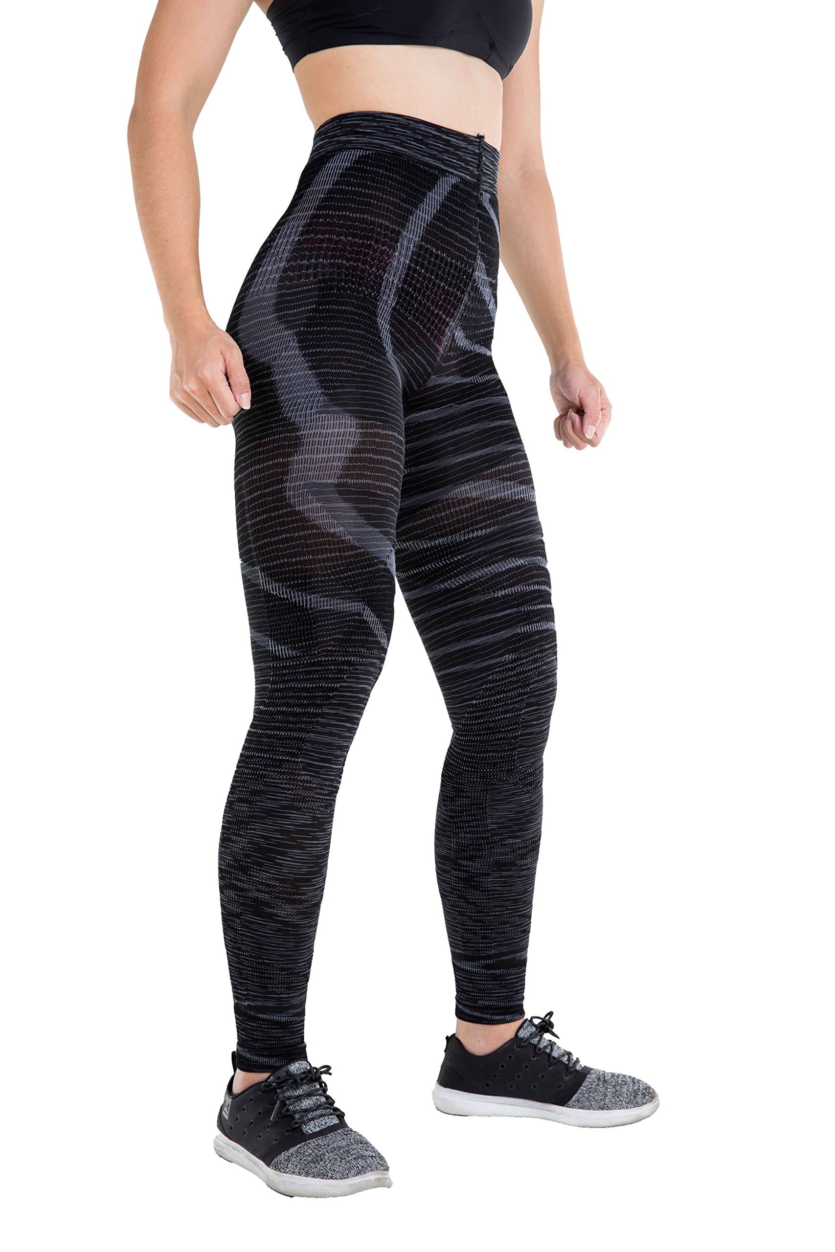 Recovery 20-30 mmHg UV Protection, Moisture Wicking Compression Tights for Running, Compression Socks for Women, Recovery Fast (Women-Large, Spaced Black)