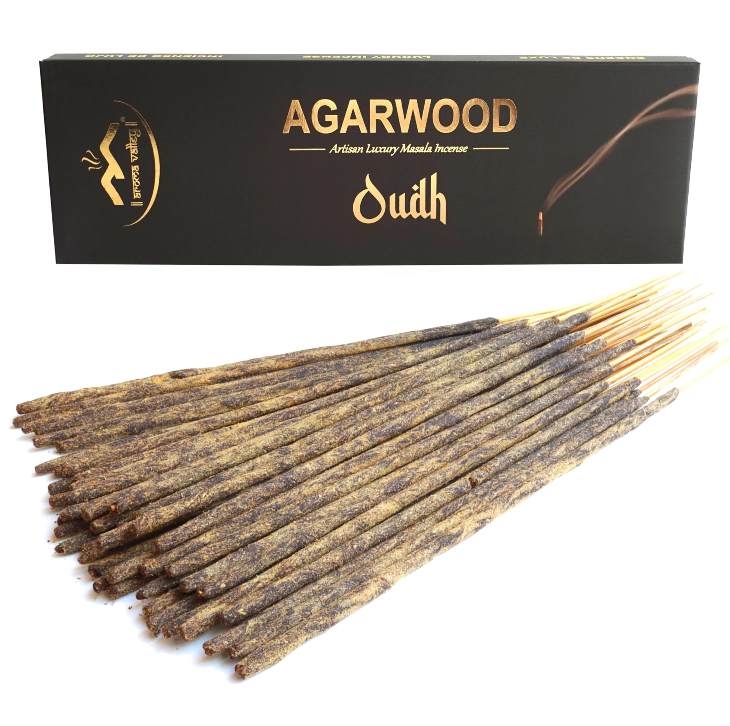 Oudh Incense - Artisan Luxury Masala Incense - Handmade Long Burning Incense 20 Sticks + Sticks - Sacred Scents for Home and Meditation - Oud, Gahar, Aloe Wood, Eagle Wood