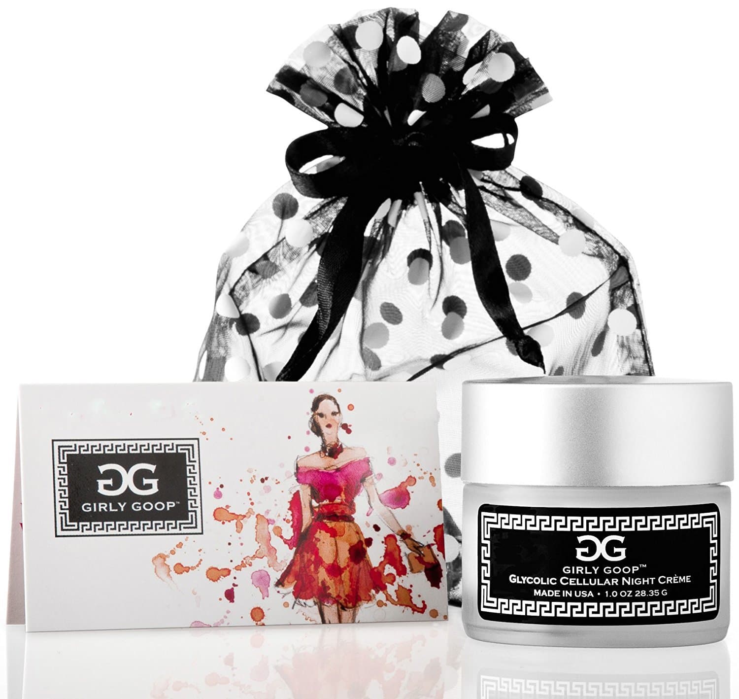 GIRLY GOOP Anti Aging Night Cream, Anti Wrinkle Moisturizer, Intensive Night Treatment, Glycolic Acid, Green Tea, Peptides, Antioxidant-Rich, Revitalizing, Clarifying 1.0 Oz.