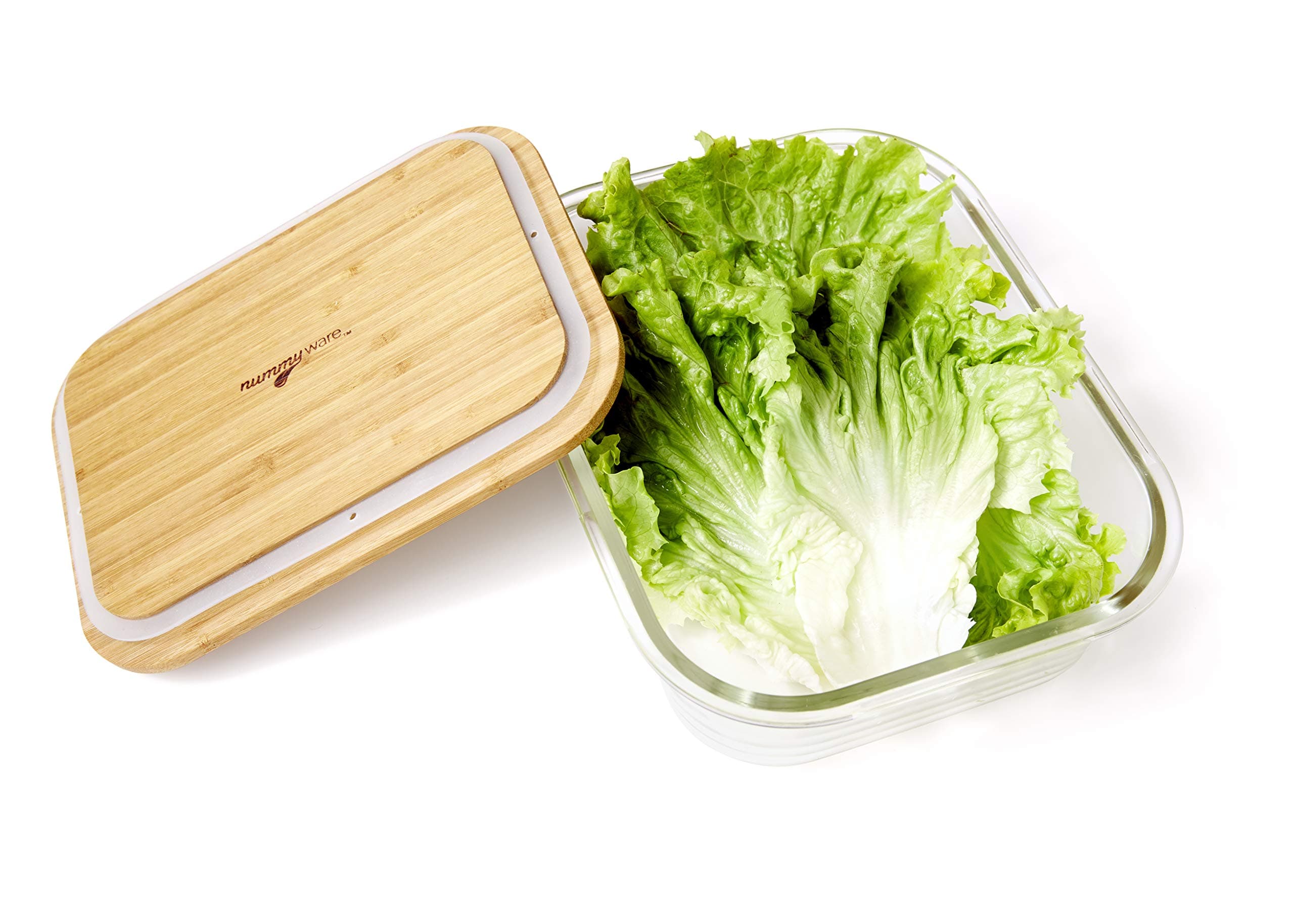 Nummyware Plastic-free Glass Food Container with Sustainable Bamboo Top (2260mL)