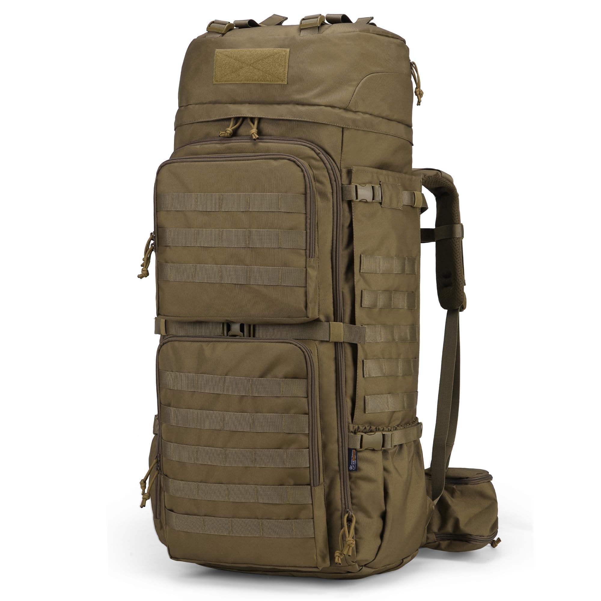 Mardingtop 75L Molle Hiking Internal Frame Backpacks with Rain Cover for Camping,Backpacking,Travelling(Khaki)