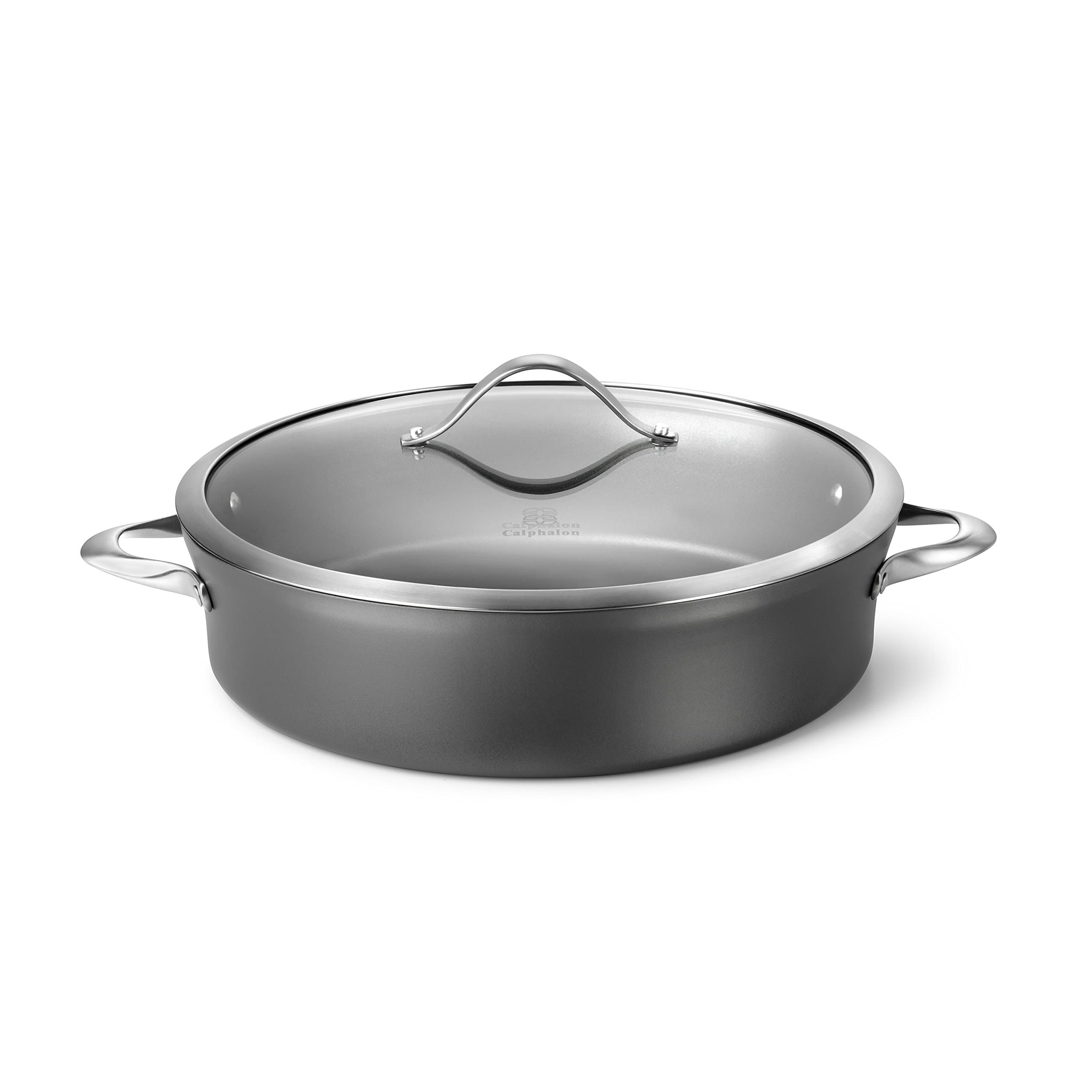 Calphalon Contemporary Hard-Anodized Aluminum Nonstick Cookware, Sauteuse Pan, 7-quart, Black