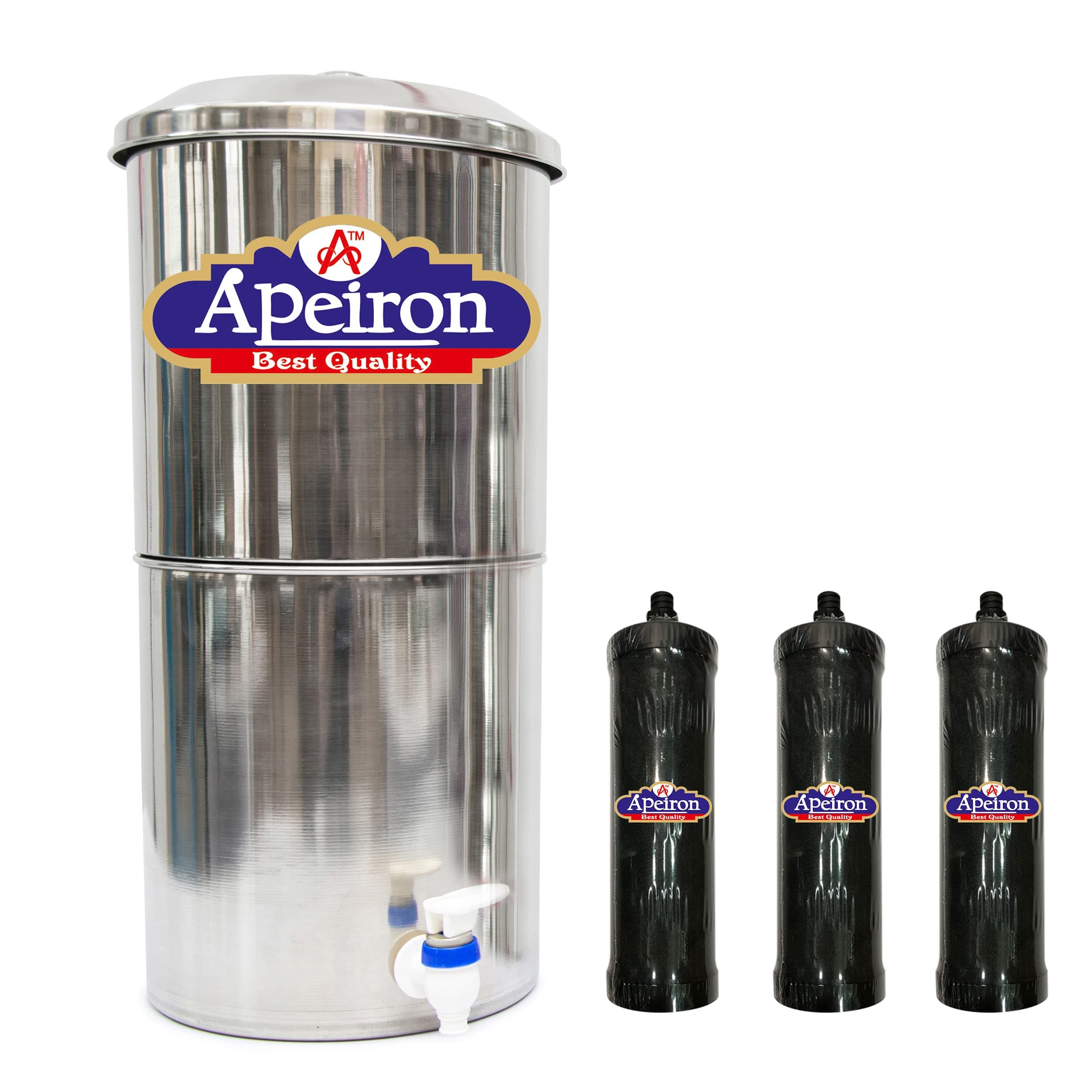 Apeiron Manual Non Electric Water purifier Water filter with Candle… (27 Liter + 3 Carbon Candle)