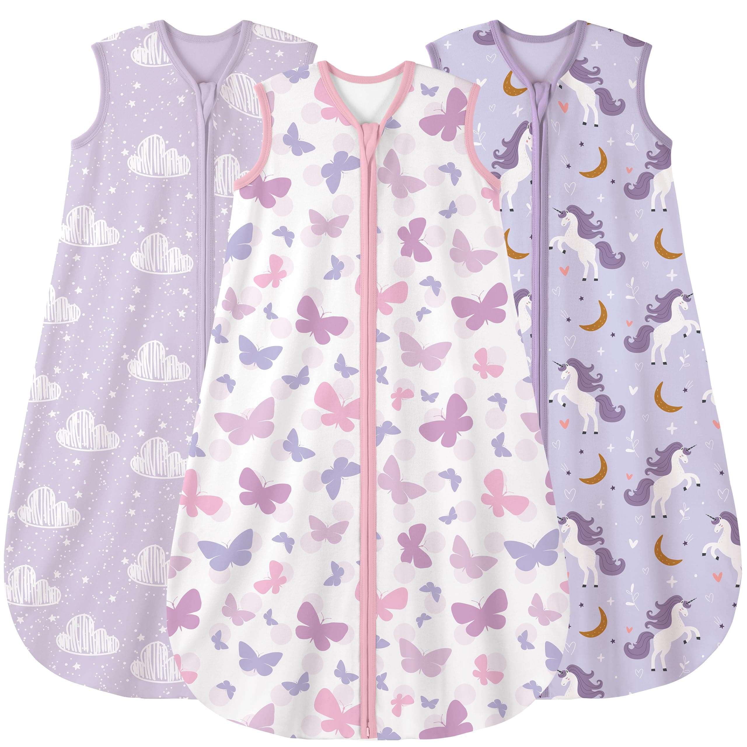 Yoofoss Baby Sleep Sack 18-24 Months Wearable Blanket for Babies 100% Organic Cotton 2-Way Zipper TOG 0.5 Toddler Sleeping Sack 3 Pack, Comfy Lightweight Sleep Sacks