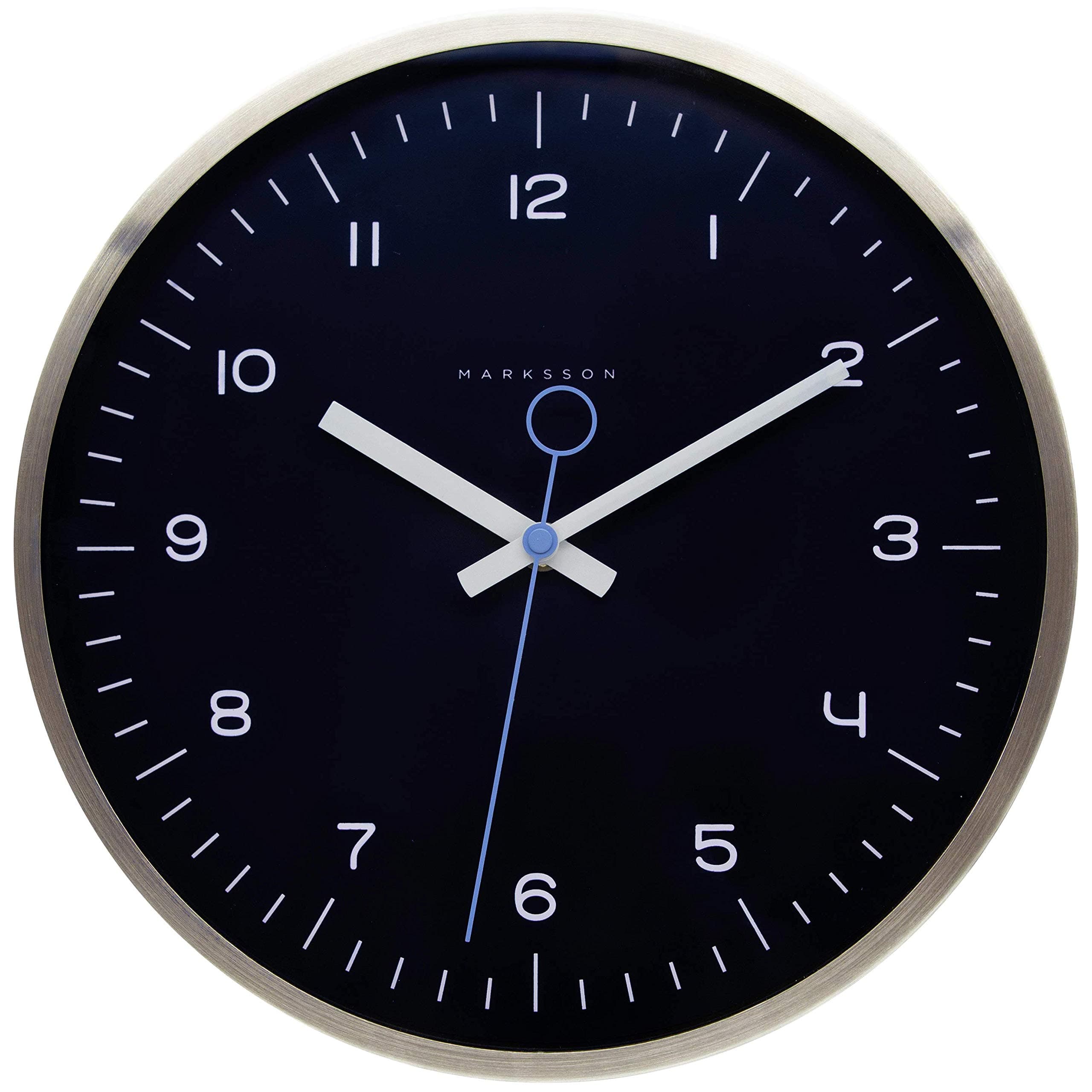 Crosby No-Ticking Silent Wall Clock - 12 inch Quartz Silent Clock - Stainless Steel, Premium Grade, High End - Modern Minimalist - for Kitchen, Office, Living Room, Bedroom & Kid's Room