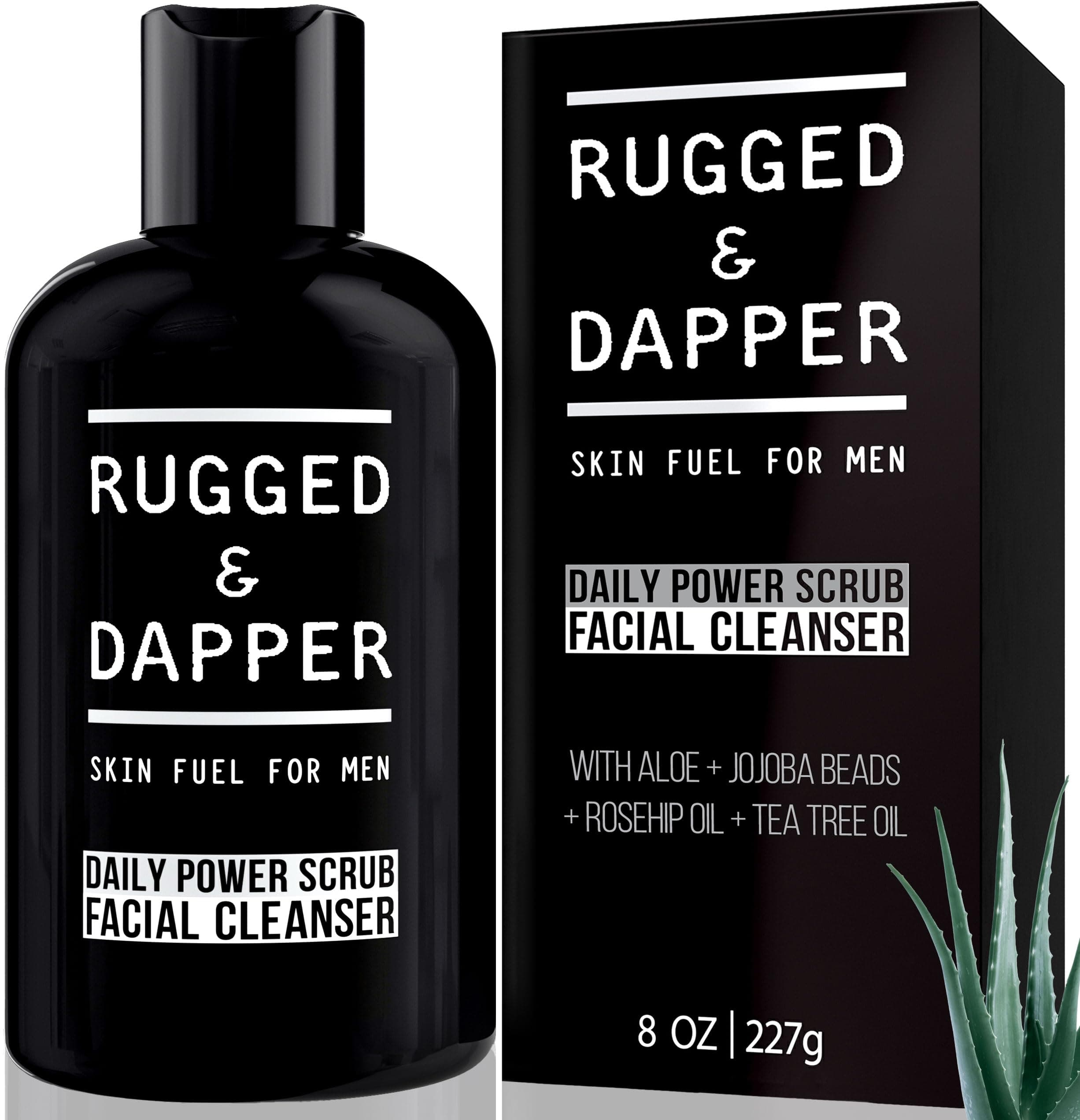 RUGGED & DAPPER - Daily Mens Face Wash + Scrub - 5 Month Supply - Deep Exfoliating Cleanser - Prevents Breakouts - Acne Face Wash Men's - USA Made with Natural Ingredients
