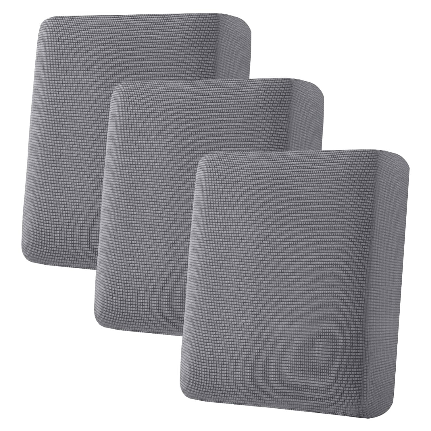 - H.VERSAILTEX Super Stretch Individual Seat Cushion Covers Sofa Covers Couch Cushion Cover Slipcover Sets Thick Jacquard Textured Twill Fabric (3 Piece Sofa Cushion Covers, Grey)