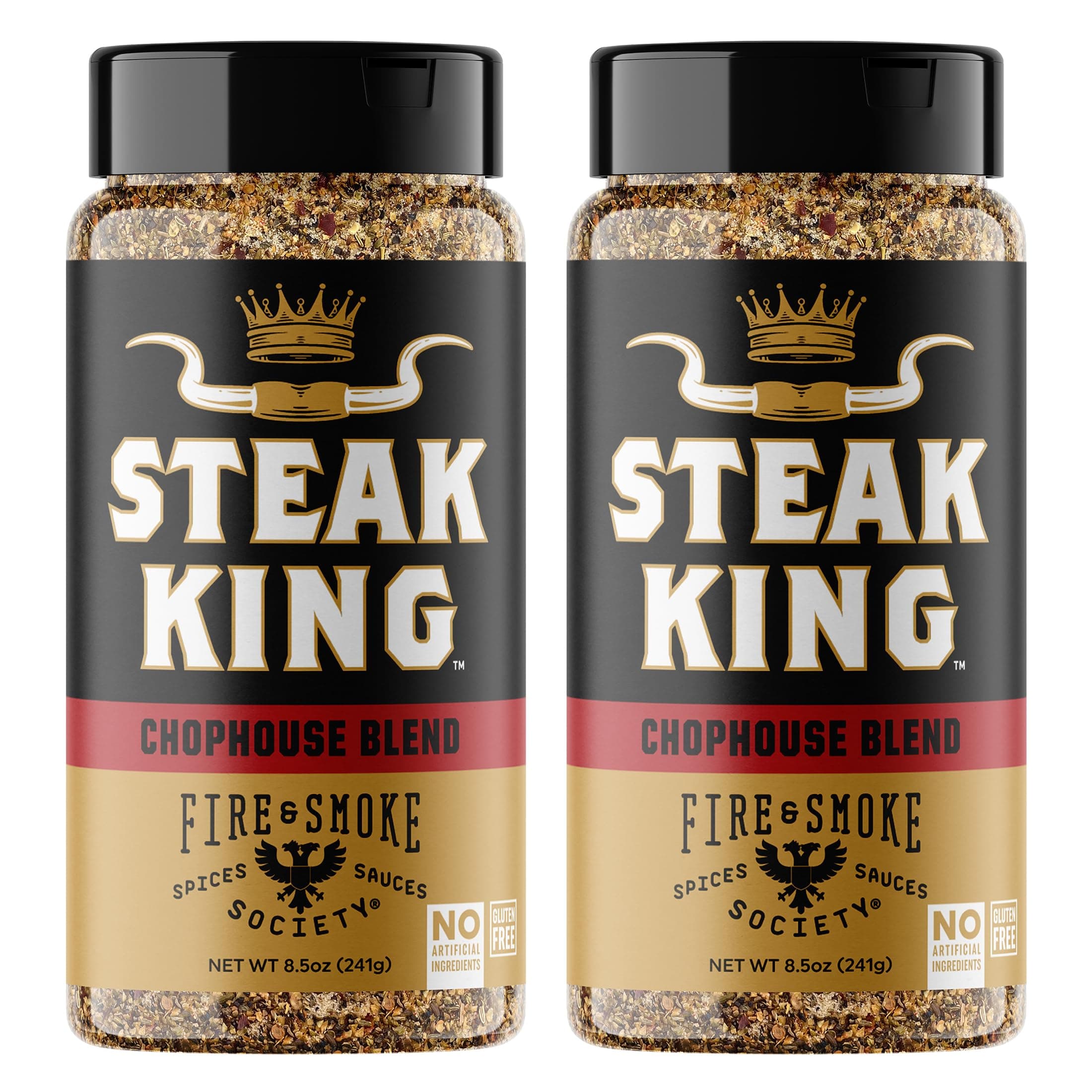Fire & Smoke Society Steak King Steak Seasoning | BBQ Rubs for Smoking and Grilling Meat | Filet Mignon, Ribeye, Beef, Lamb and Burgers | BBQ Rubs and Spices | Large (2-Pack)