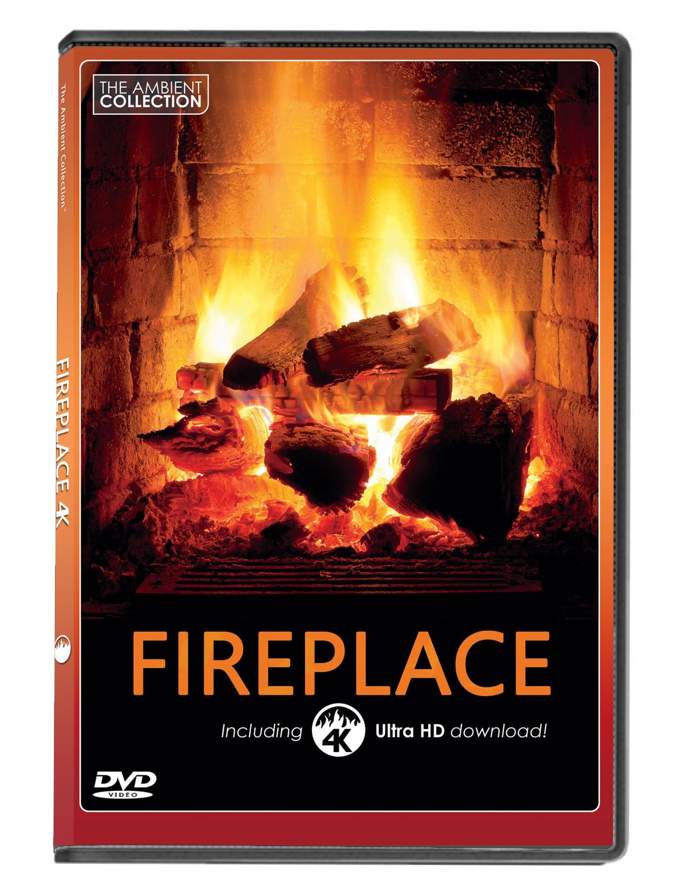 FIRE DVD : FIREPLACE with 4K ULTRA HD Download of Long Wood Fires with Burning Wood Sounds