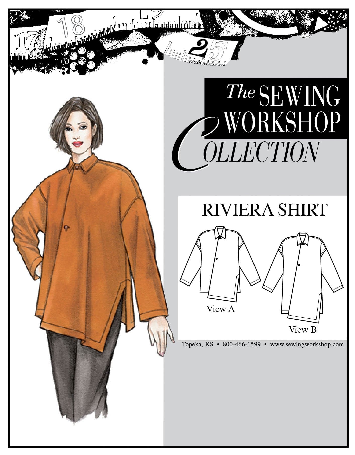 The Sewing Workshop Riviera Shirt Sewing Template, Multi-Size