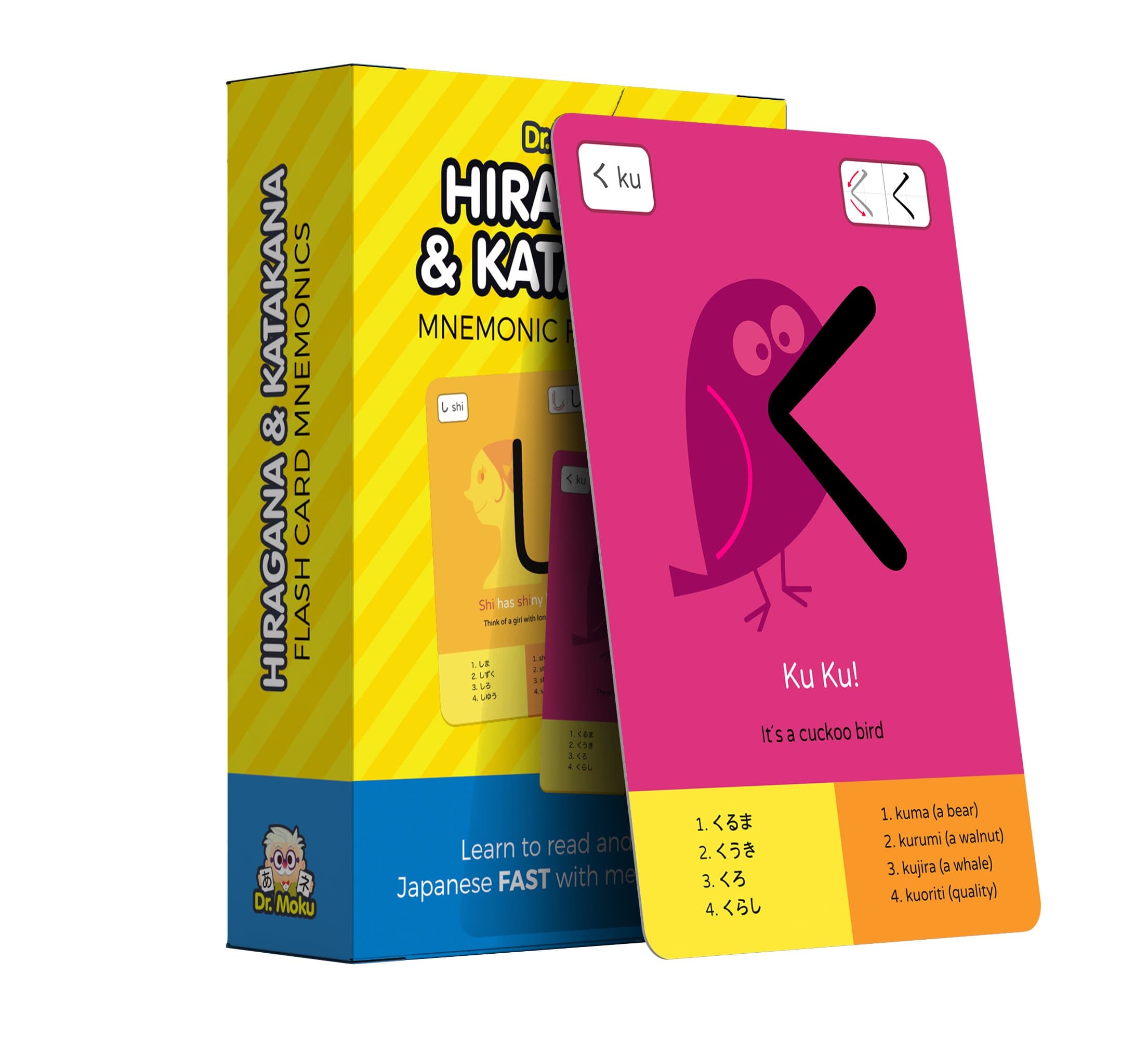 Dr. Moku Hiragana & Katakana Flashcards - Learn Japanese with s Mnemonics