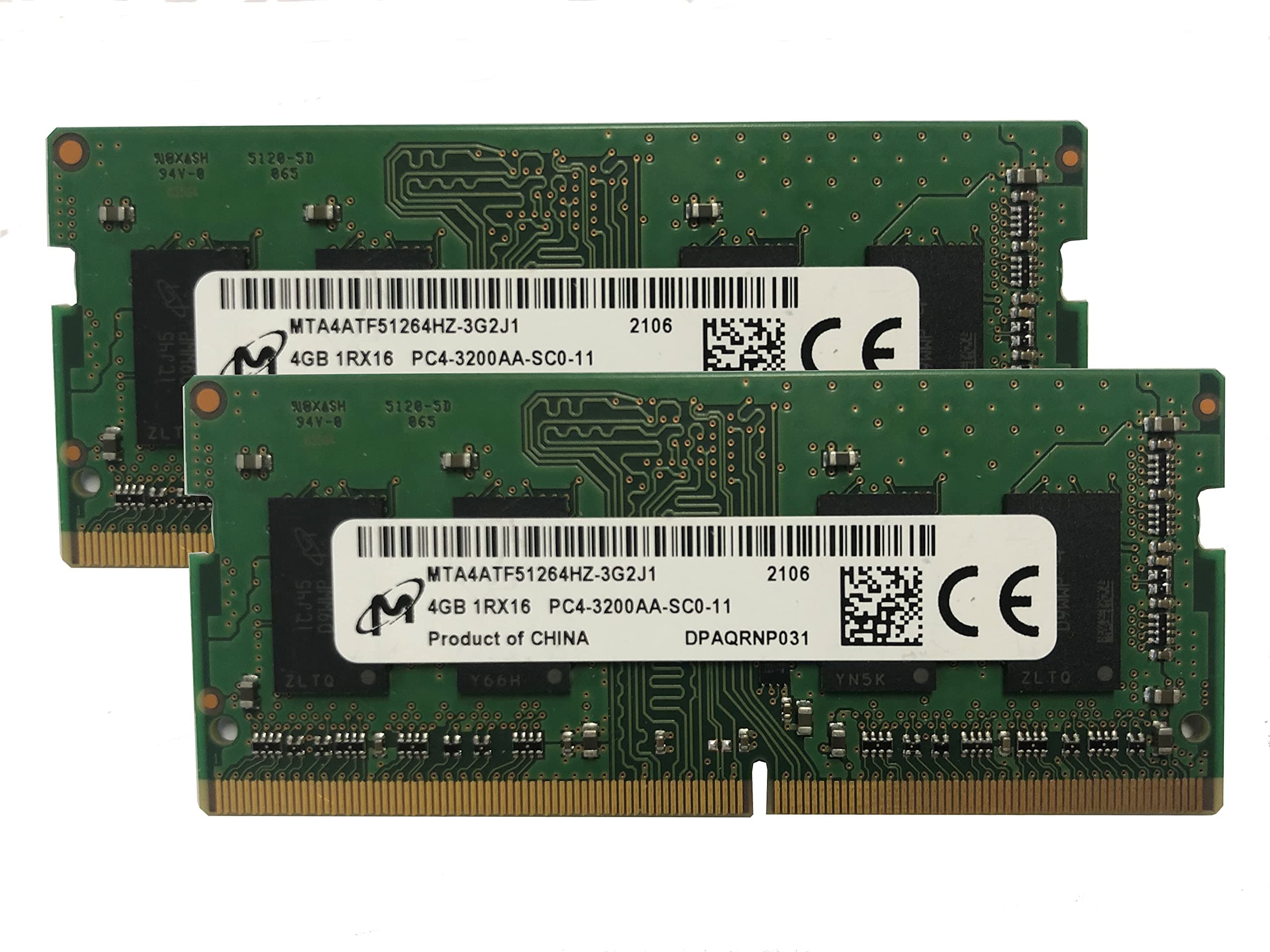 Micron 8GB KIT(2 x 4GB) DDR4 3200MHz PC4-25600 1.2V 1R x 16 SODIMM Laptop RAMMemory Module MTA4ATF51264HZ-3G2J1,OEM Package