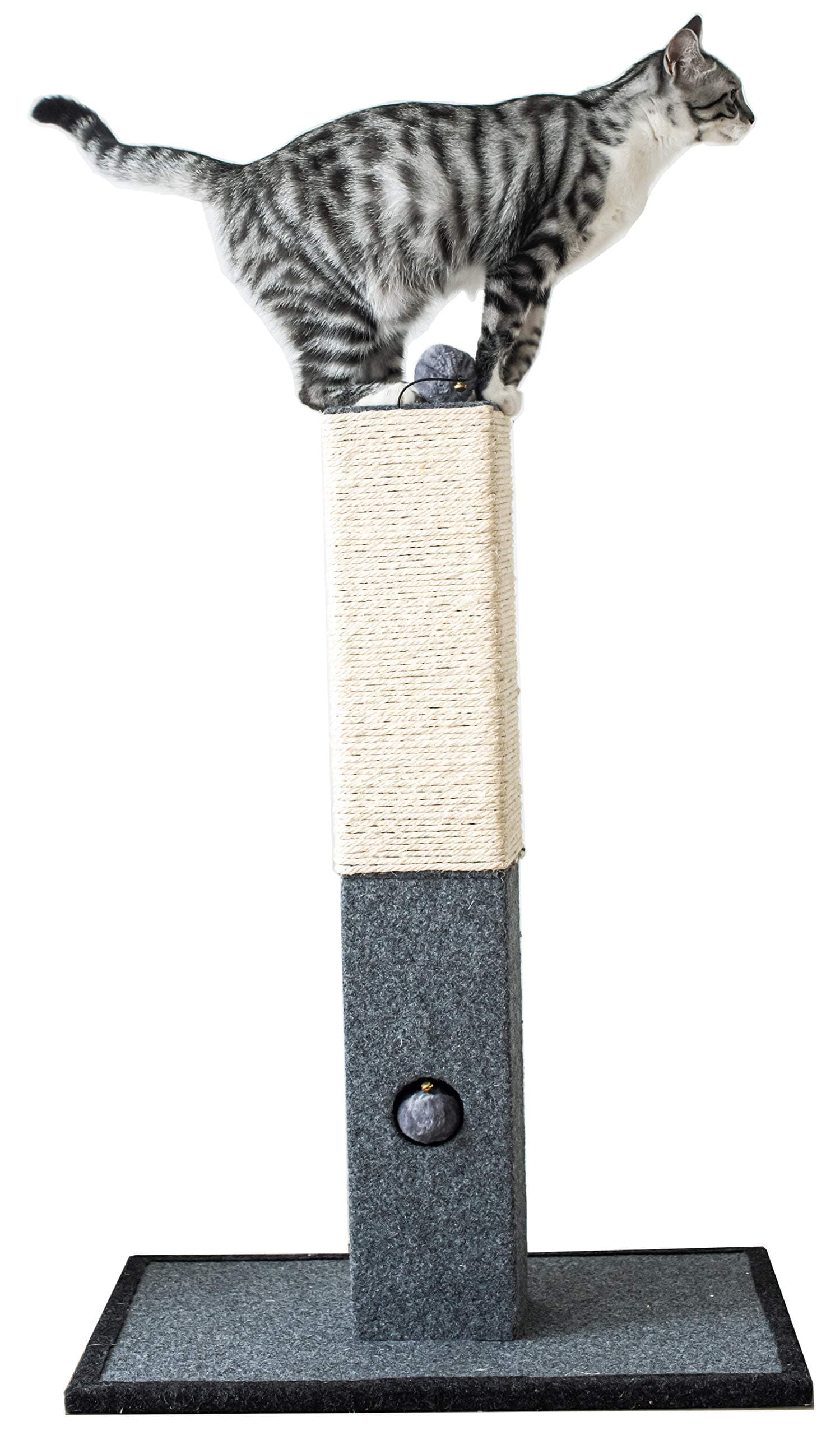 CatryCat Scratching Post - Minimalist Style Design of Cat Tree Scratch Post with Kitten Playful Toy Allure, Good for Pets to Practice Their Claws, Multiple Size Choices