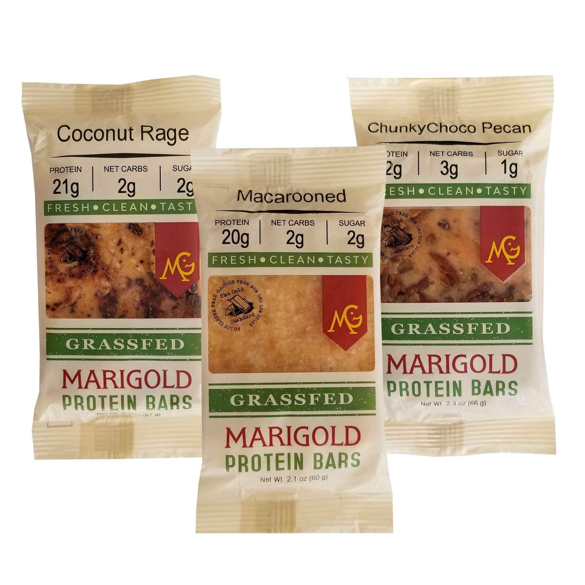 #1 PALEO Friendly - PRIMAL Protein Bars by MariGold–Sampler Pack (Mix #3: Coconut Rage, Macarooned, ChunkyChoco Pecan (4 each))
