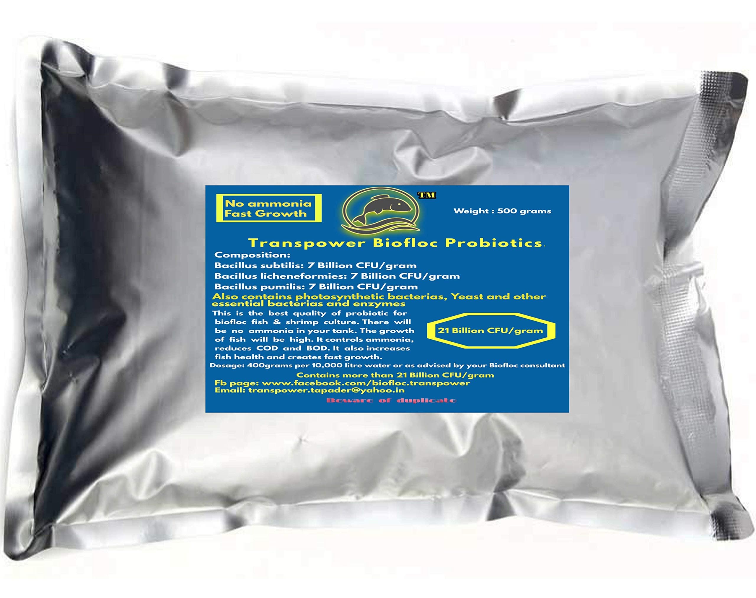 Transpower Biofloc probiotic 500grams - More Than 21 Billion cfu/Gram